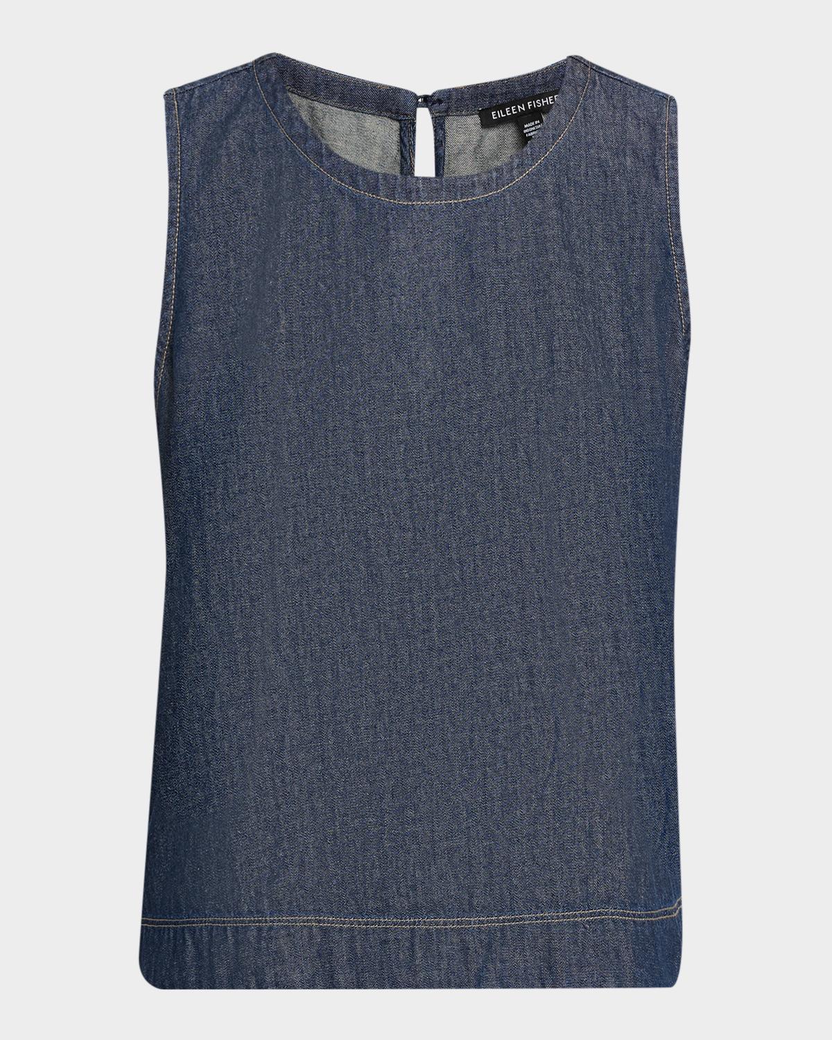 Eileen Fisher Crewneck Organic Cotton Denim Shell