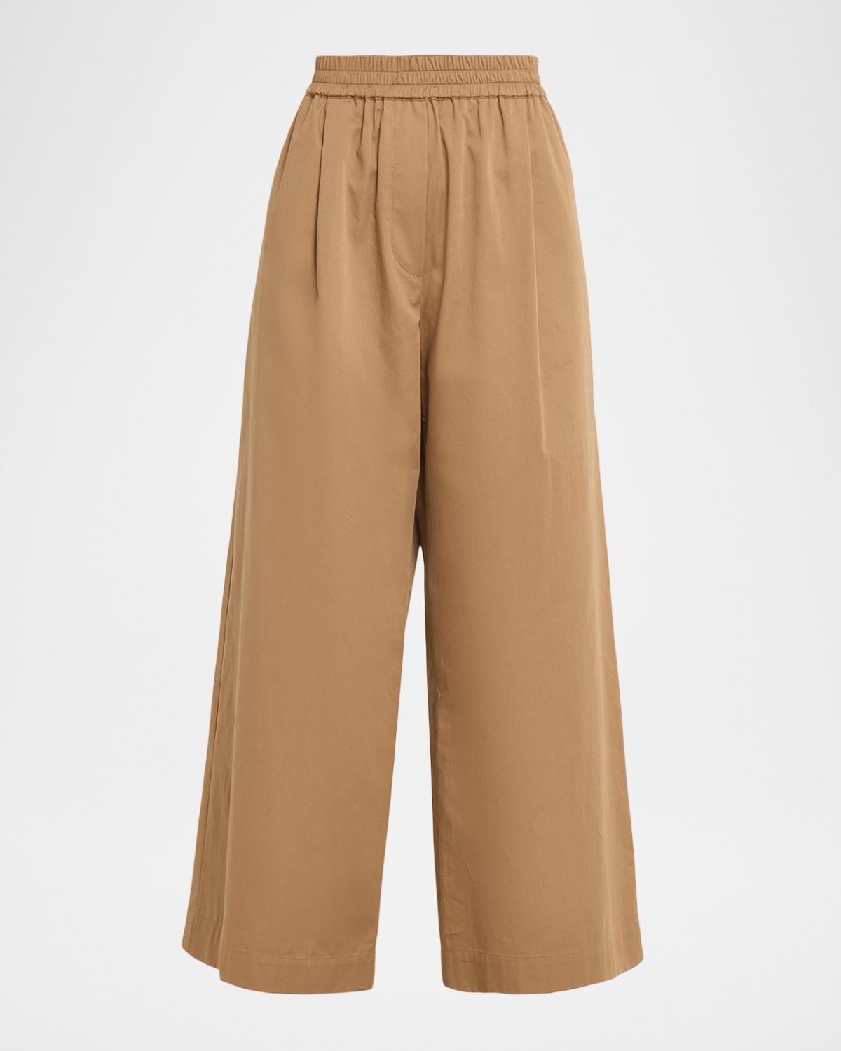 Weekend Max Mara Golfo Cropped Wide-Leg Cotton Pants