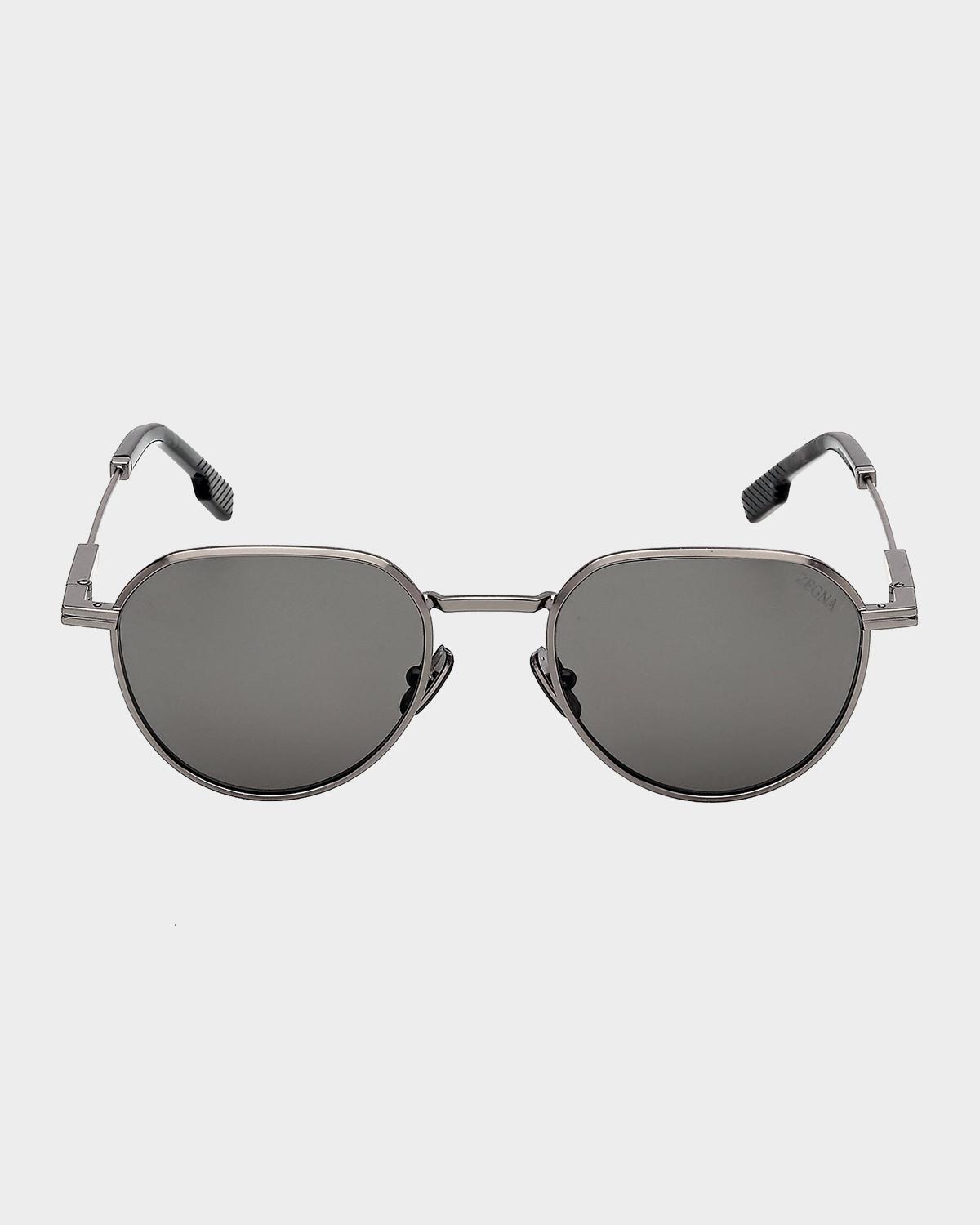 ZEGNA Men's Metal Round Sunglasses