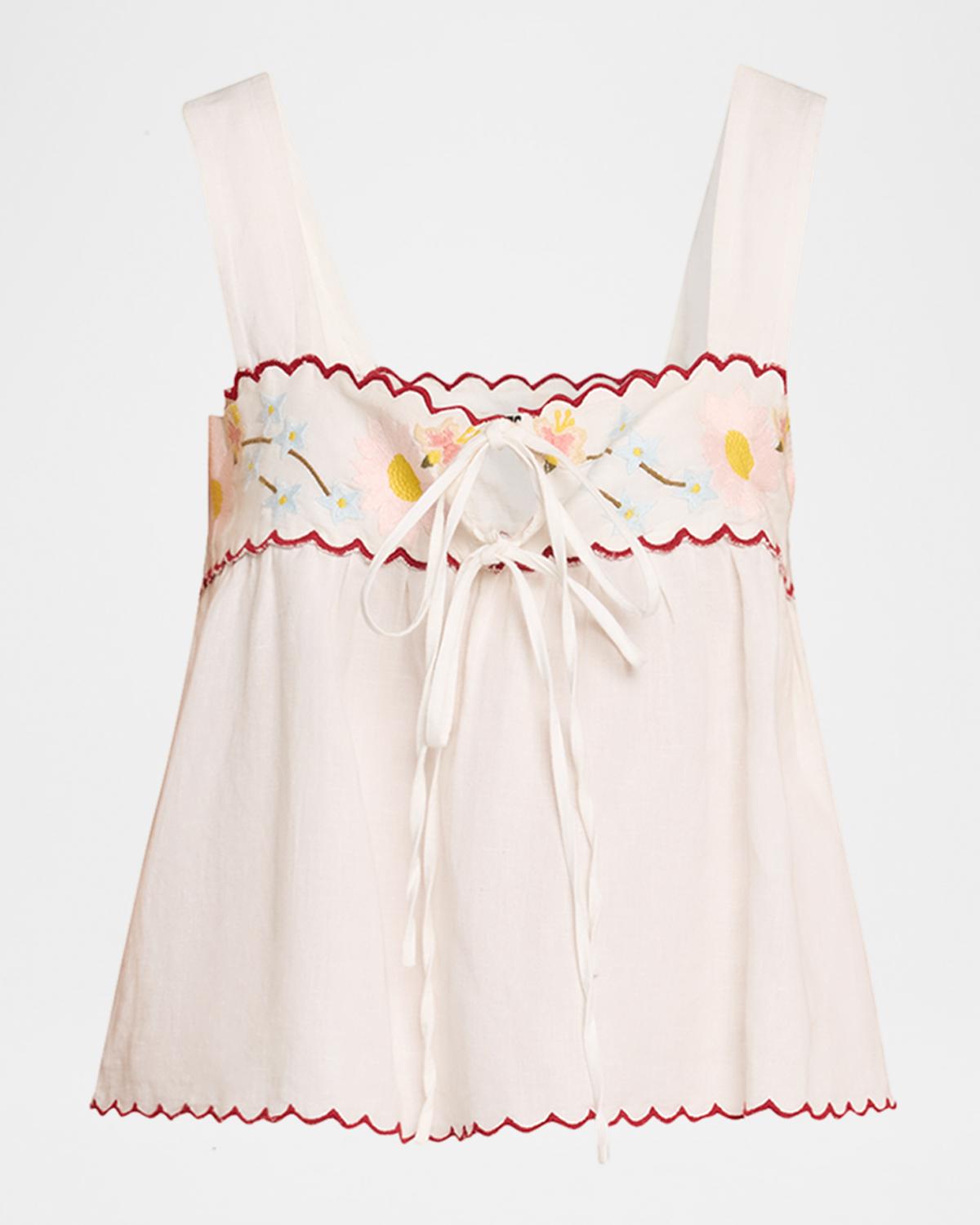 Ciao Lucia Ander Embroidered Cotton-Blend Top