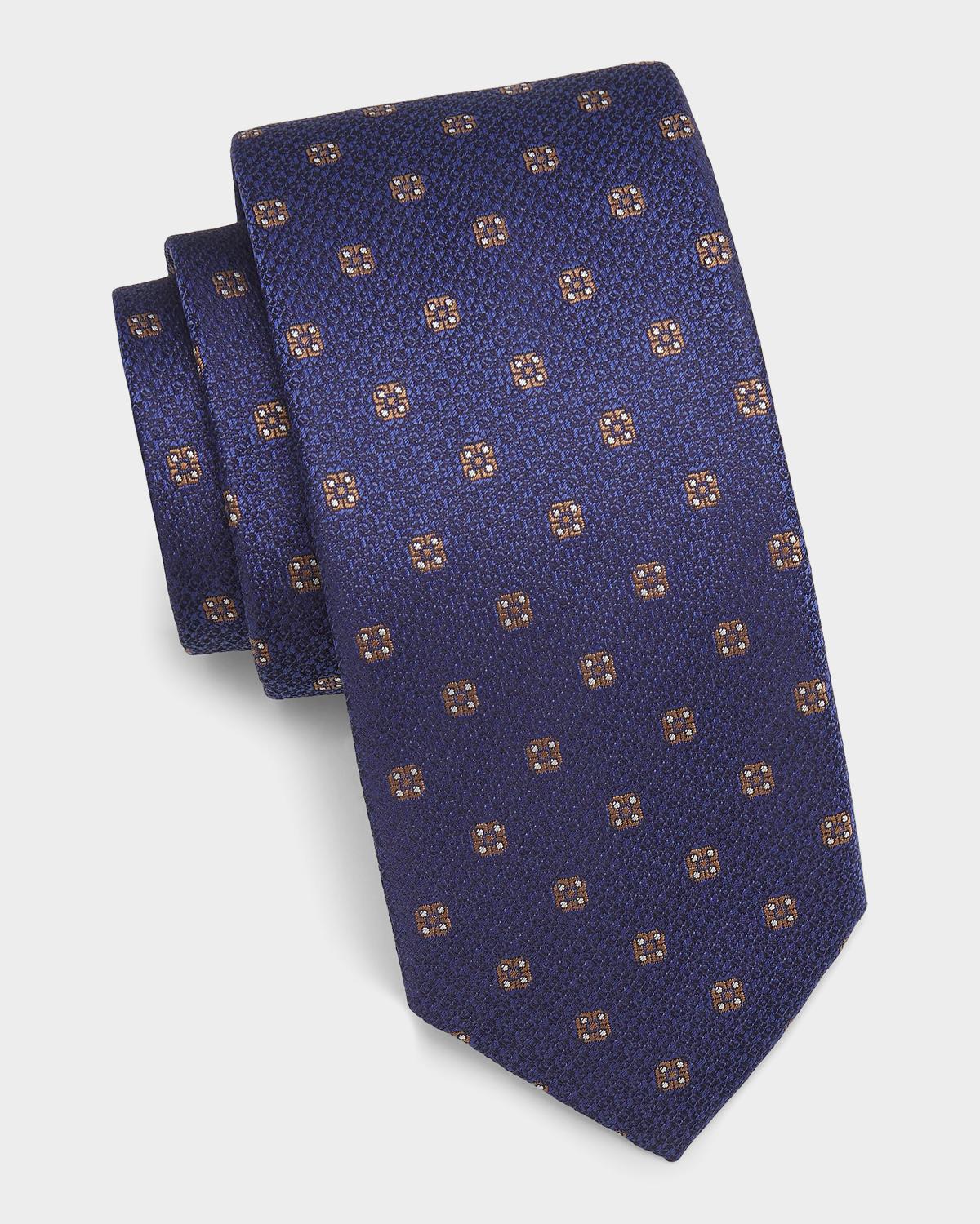 Canali Men's Textured Medium Silk Tie, Blue