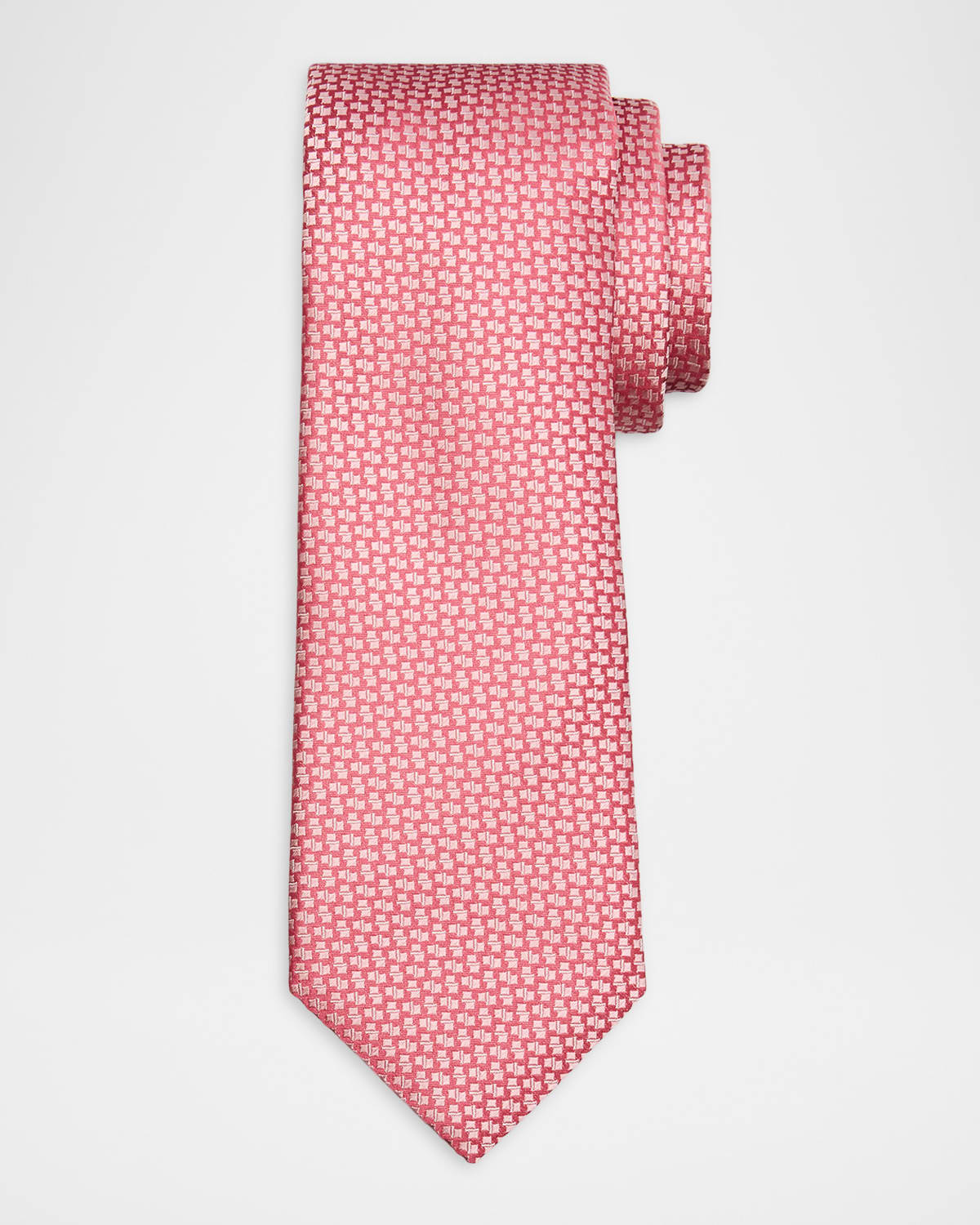 Canali Men 's Tonal Geometric Jacquard Silk Tie