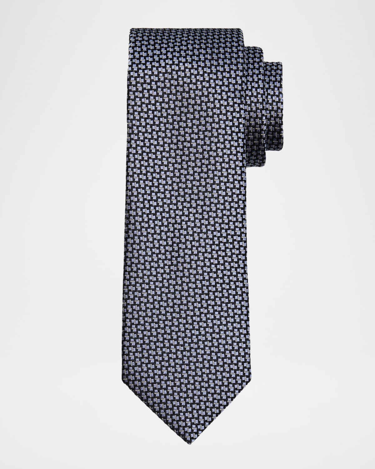 Canali Men 's Tonal Geometric Jacquard Silk Tie