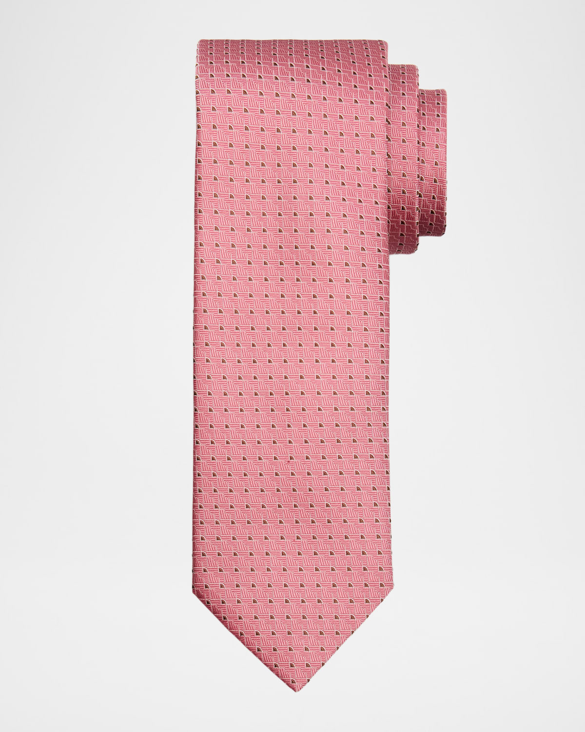 Canali Men 's Micro-Geometric Jacquard Silk Tie
