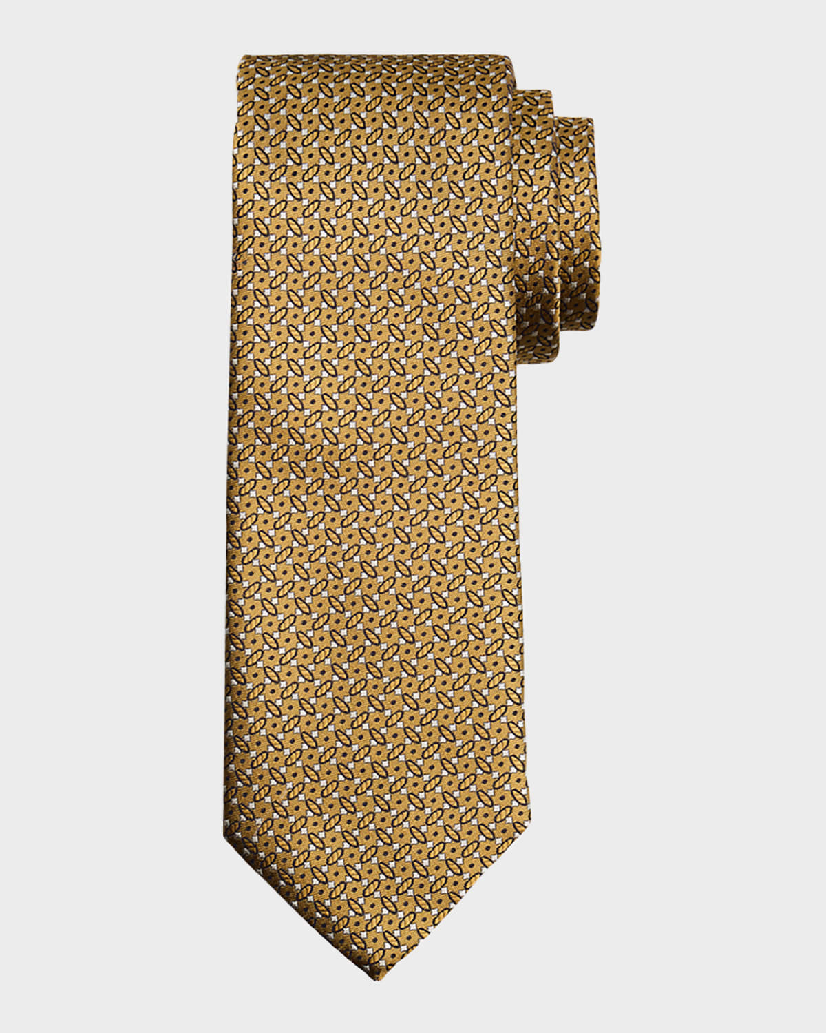 Canali Men 's Micro-Geometric Jacquard Silk Tie