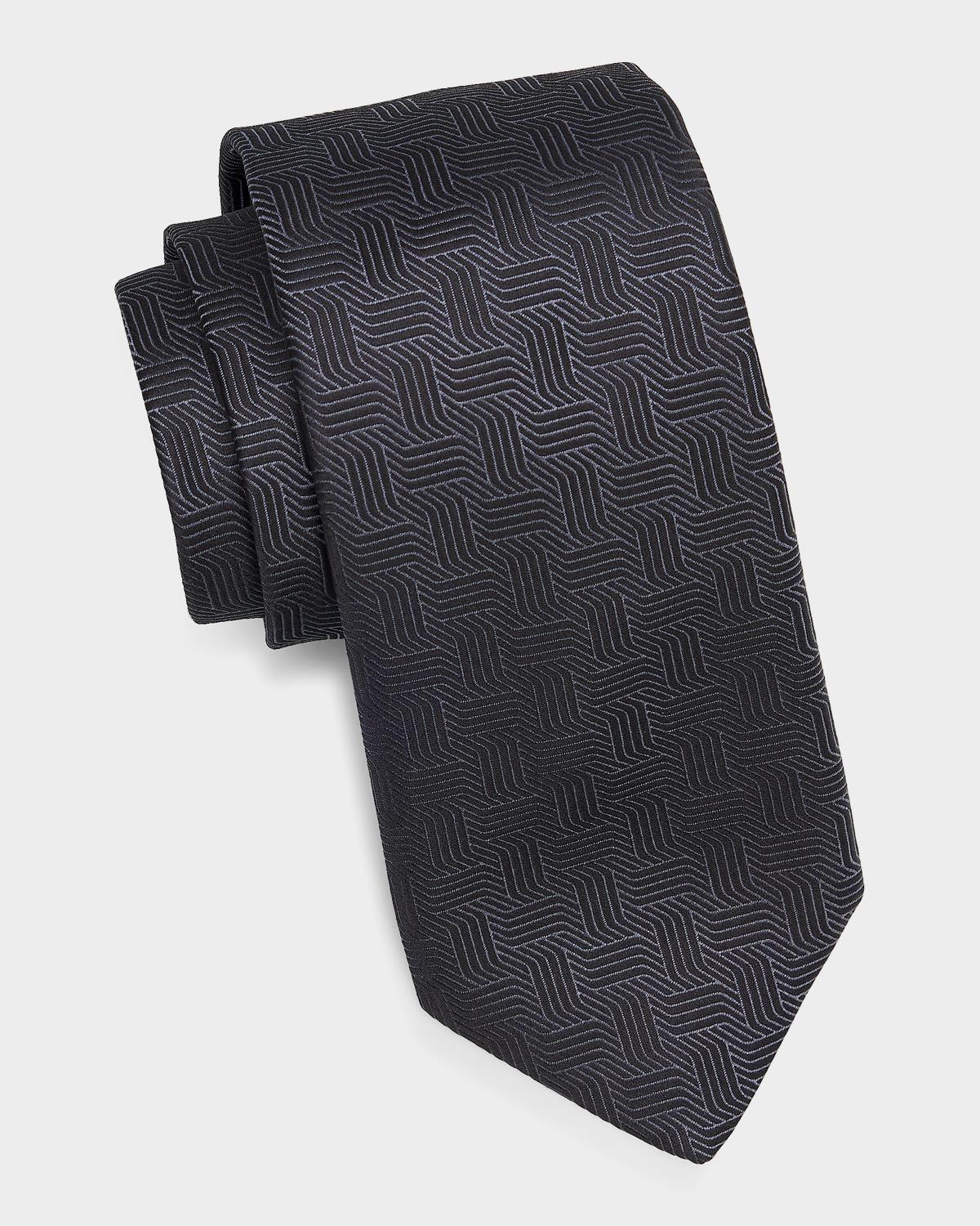 Canali Men's Art Deco Silk Tie, Charcoal