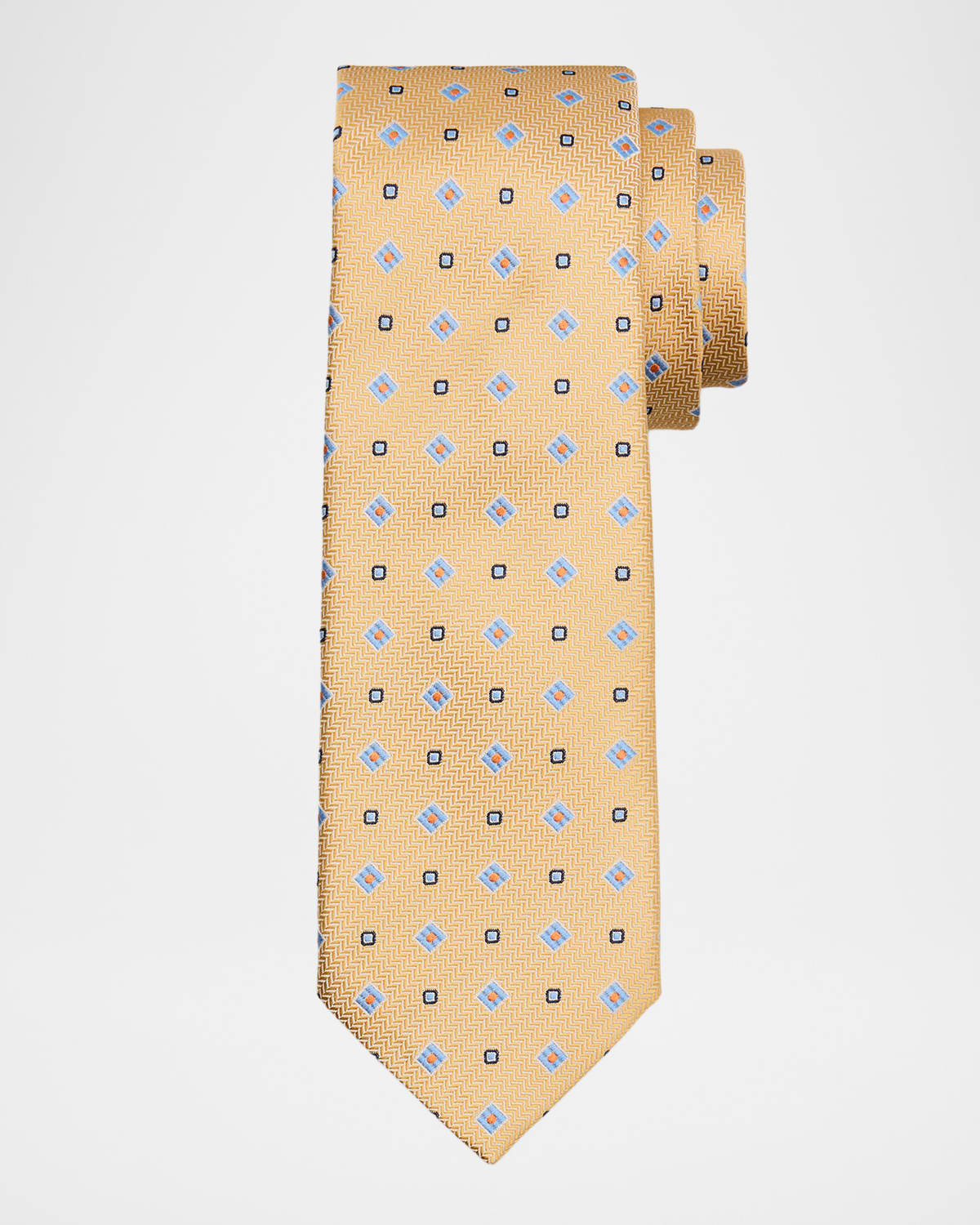 Canali Men 's Chevron Micro-Geometric Jacquard Silk Tie