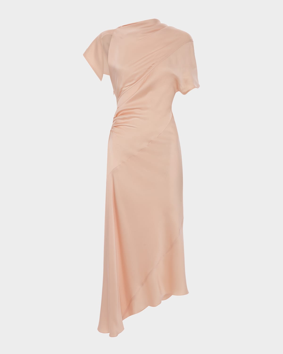 Victoria Beckham Asymmetric Twist Satin Midi Dress