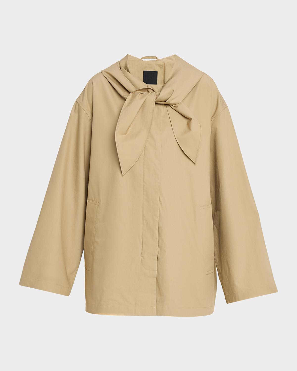 Toteme Scarf Hooded Technical Cotton Trapeze Jacket