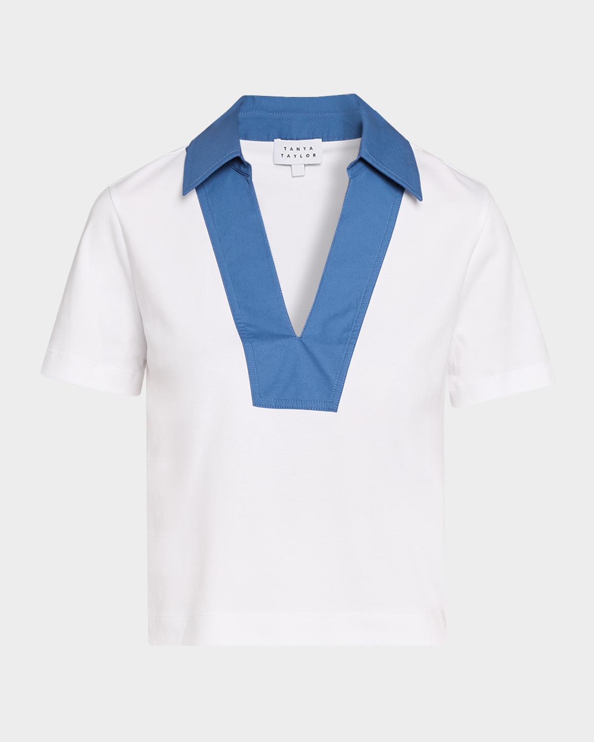 Tanya Taylor Melanie Johnny-Collar Cotton Jersey Top