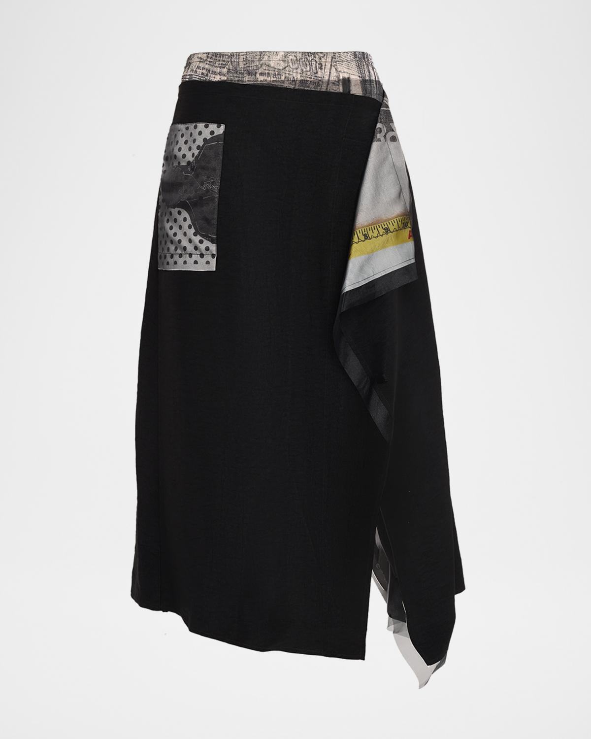 Jason Wu Collection Collage Print Deconstructed Midi Wrap Skirt
