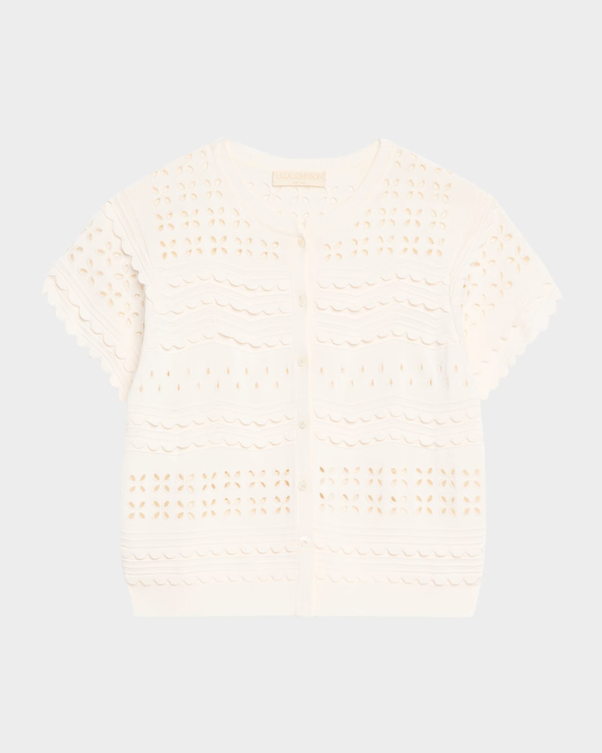 Abriana Embroidered Short-Sleeve Cardigan