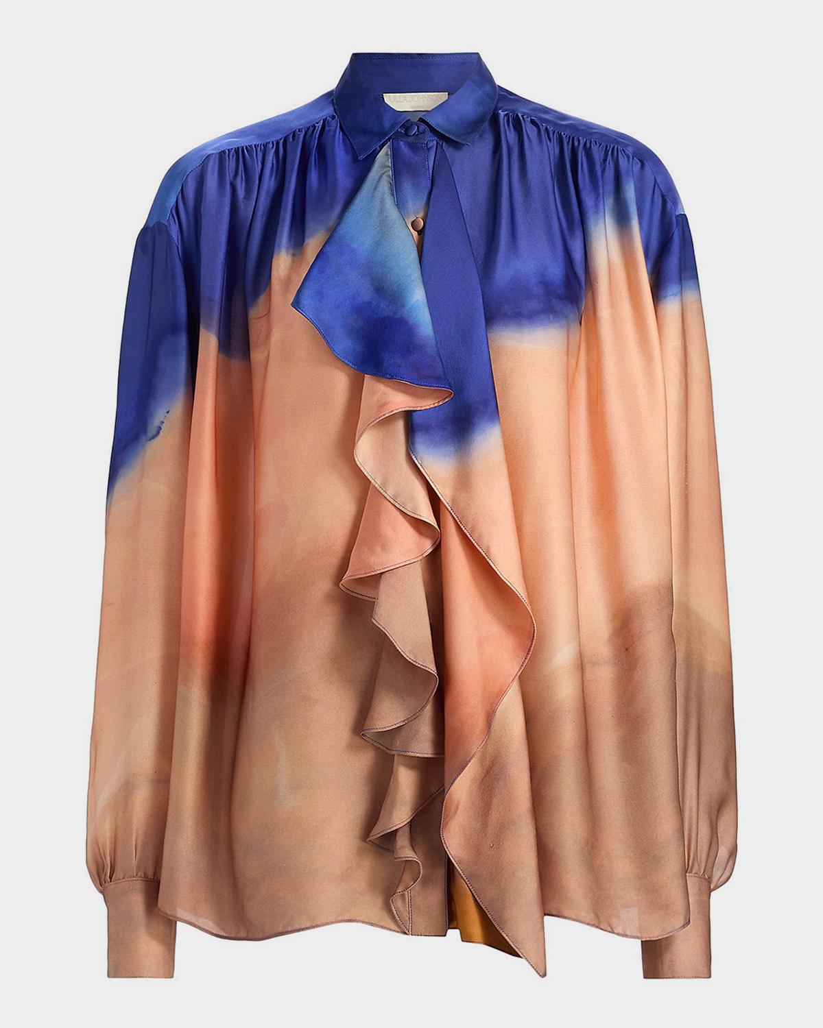 Ulla Johnson x Helen Frankenthaler Gesture Silk-Chiffon Ruffle Blouse