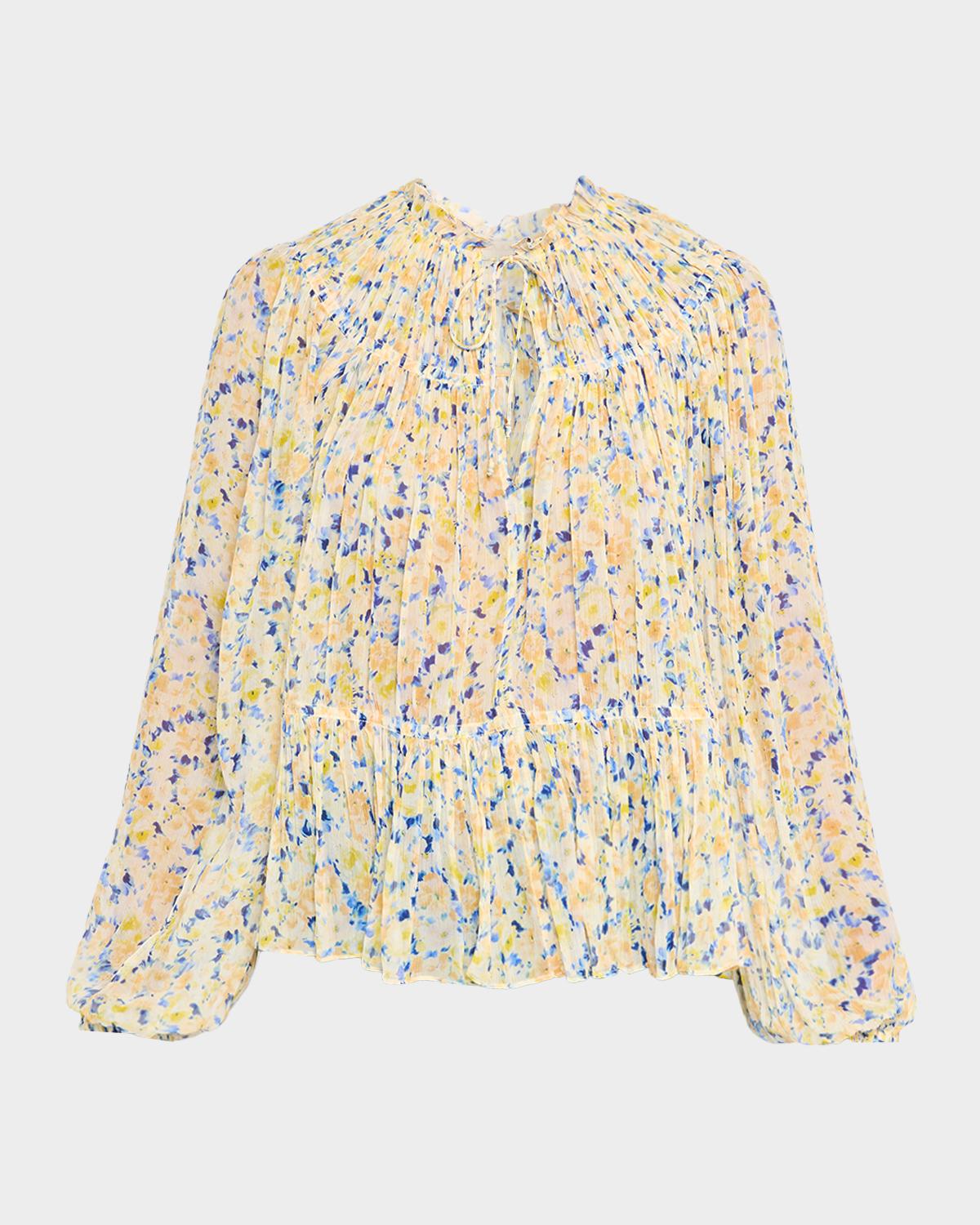 Ulla Johnson Leandra Pleated Silk Chiffon Blouse
