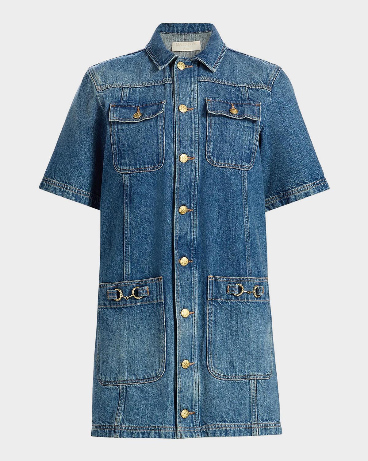Ulla Johnson Painters Denim Mini Shirtdress