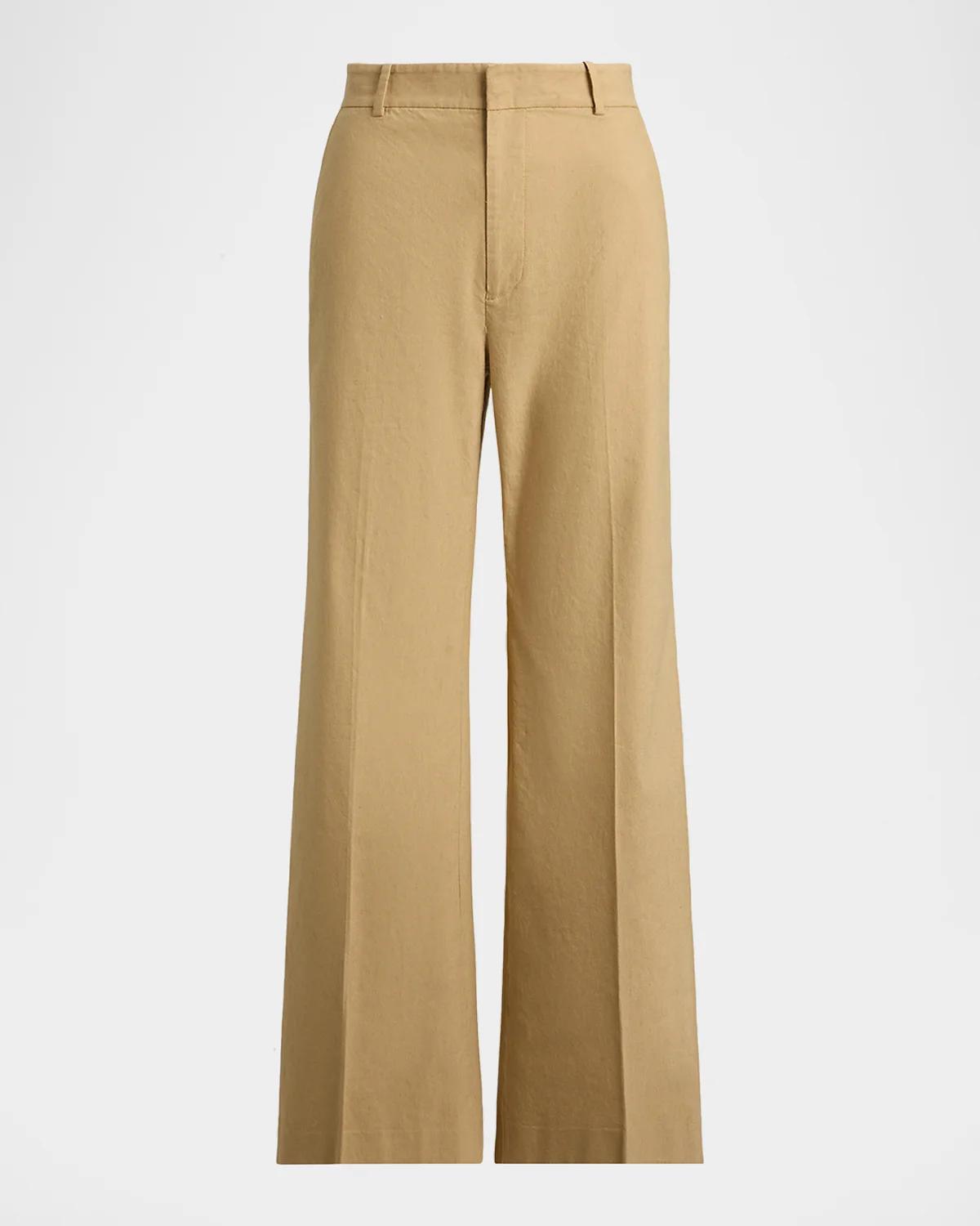 Cotton-Blend Wide-Leg Pants