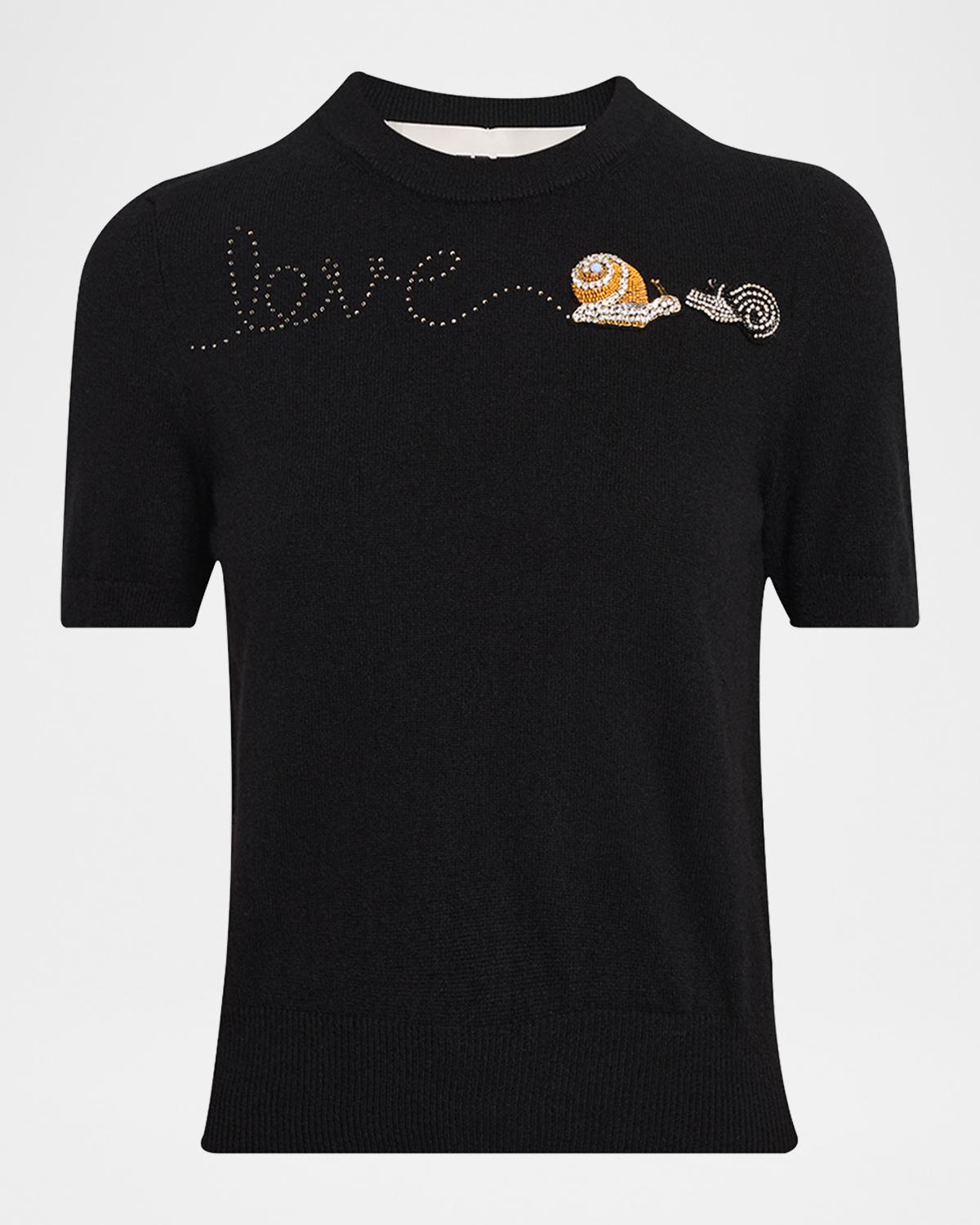 Libertine Snail Love Short-Sleeve Cashmere Sweater