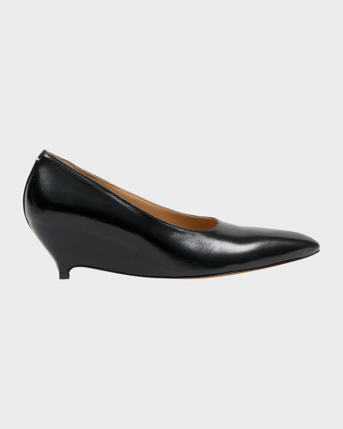 Maison Margiela Court Shoe Leather Wedge Pumps