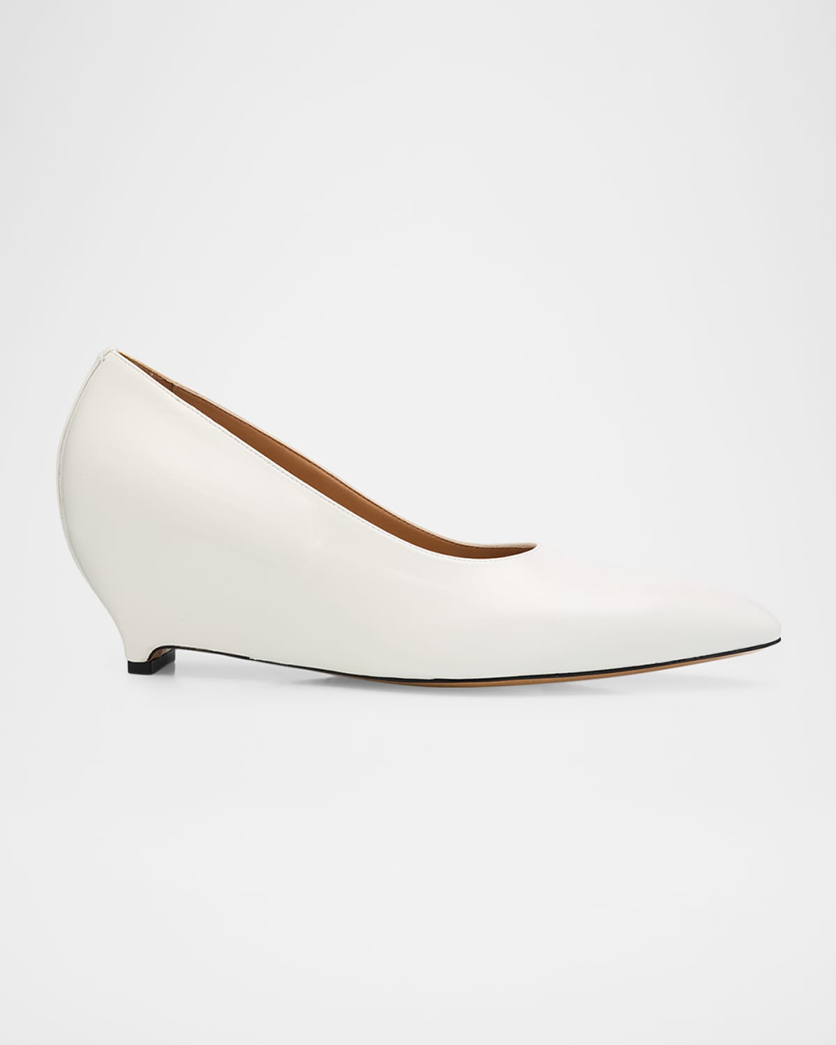 Maison Margiela Court Shoe Leather Wedge Pumps In White
