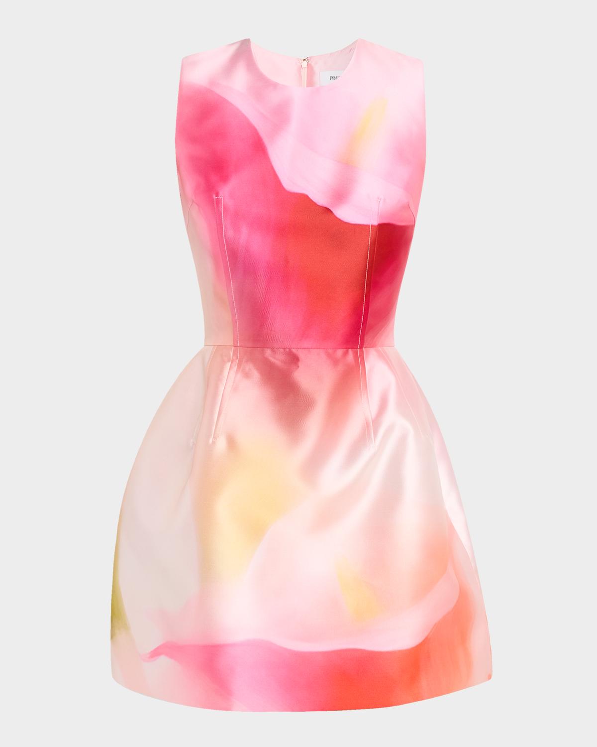 Prabal Gurung Corset Waist Satin Mini Fit-&-Flare Dress