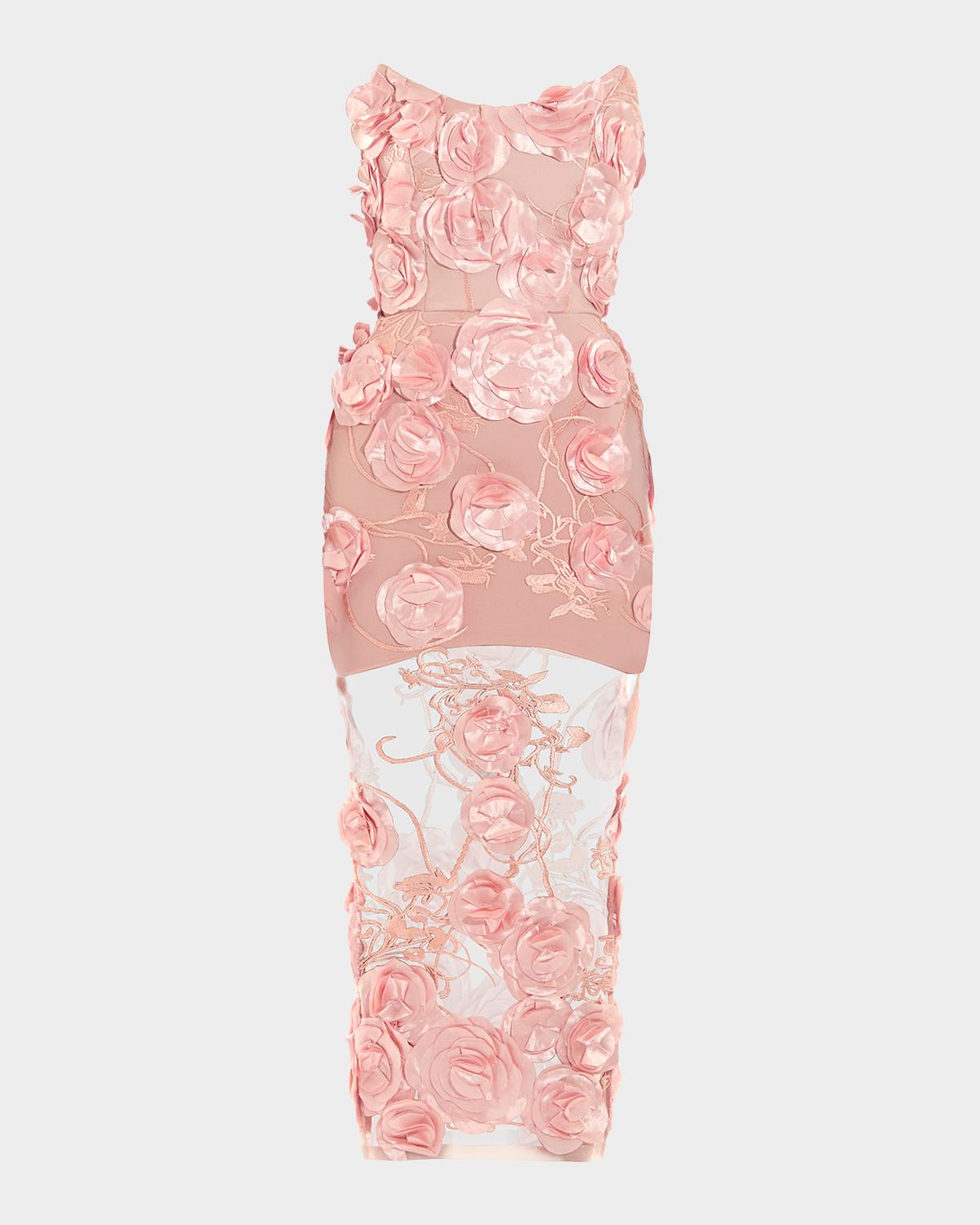 ZHIVAGO Dream of That Floral Mesh Midi Dress