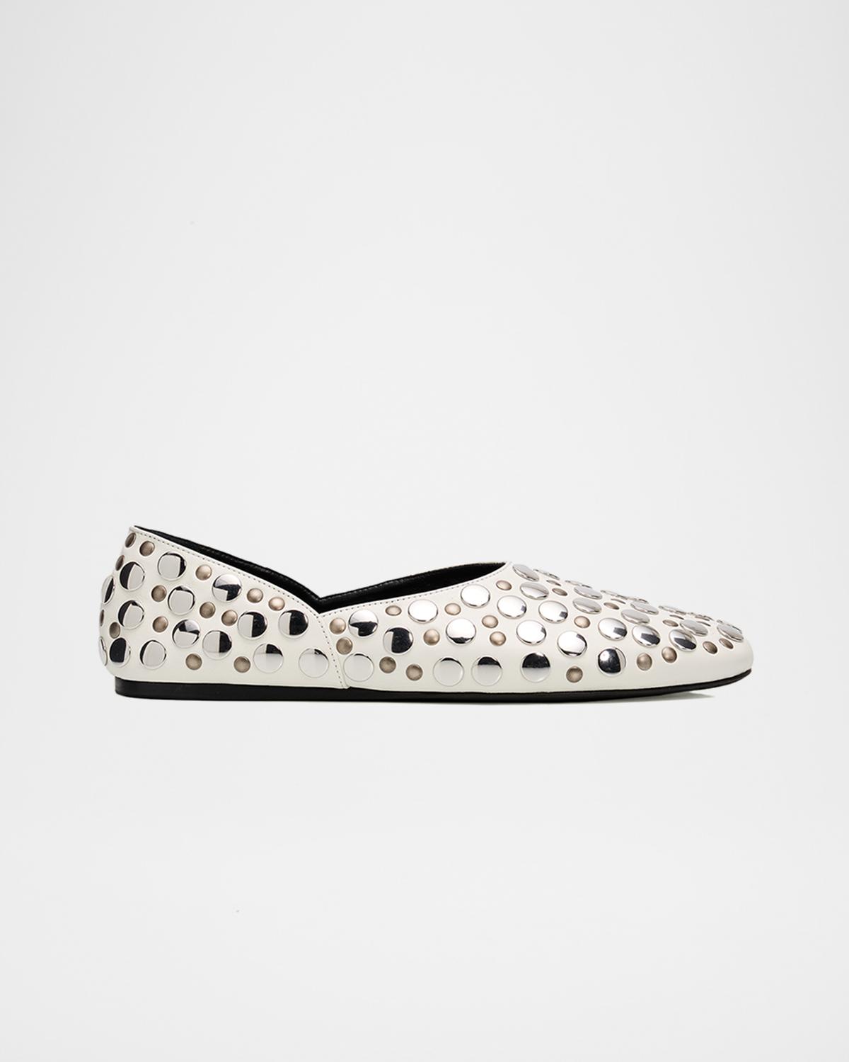 Khaite Jane Studded Leather Ballerina Flats