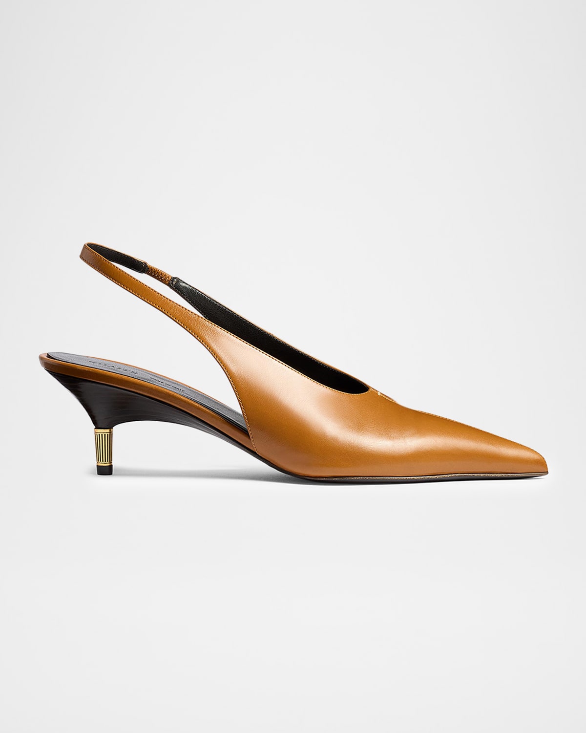 Khaite 55mm Bella Leather Slingback Pumps In Brown