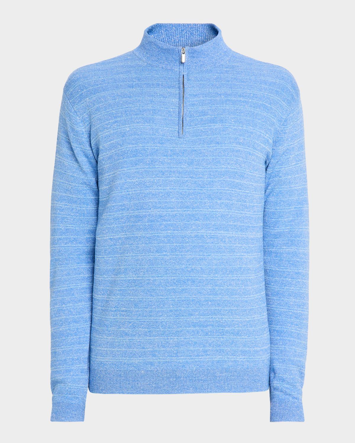 Peter Millar Men's Saratoga Stripe Quarter-Zip Sweater