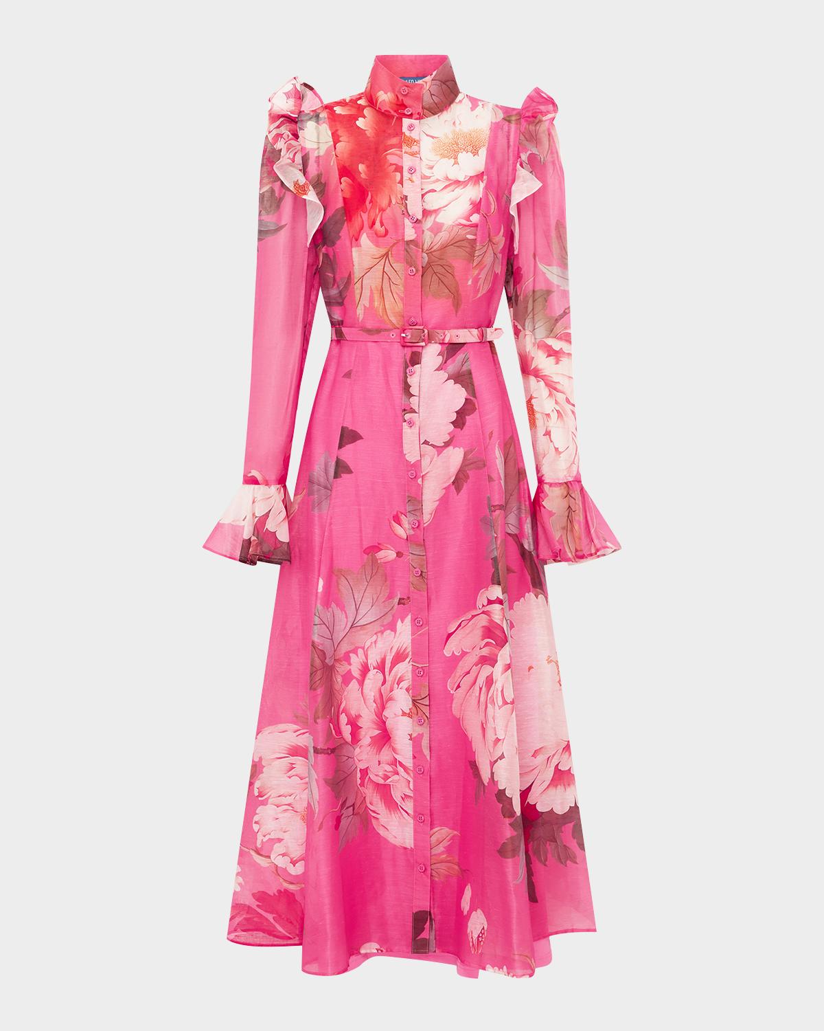 LEO LIN Katrina Floral-Print Ruffle Midi Dress