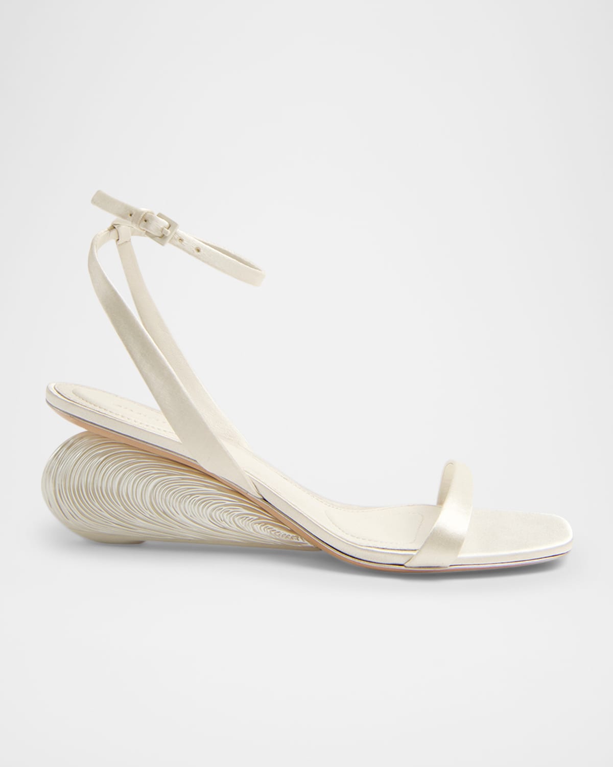 Simkhai 65mm Bridget Satin Oyster Wedge Sandals In Neutral