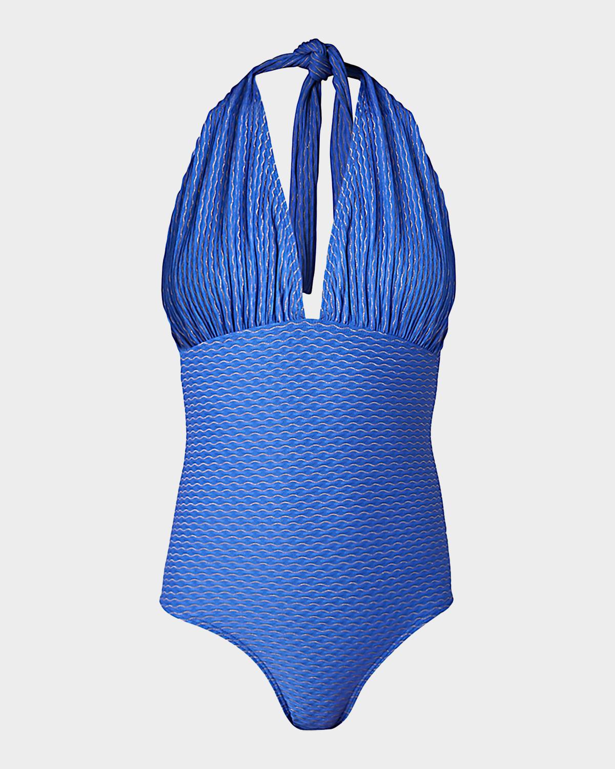 Shoshanna Patterned Halter One-Piece Swimsuit