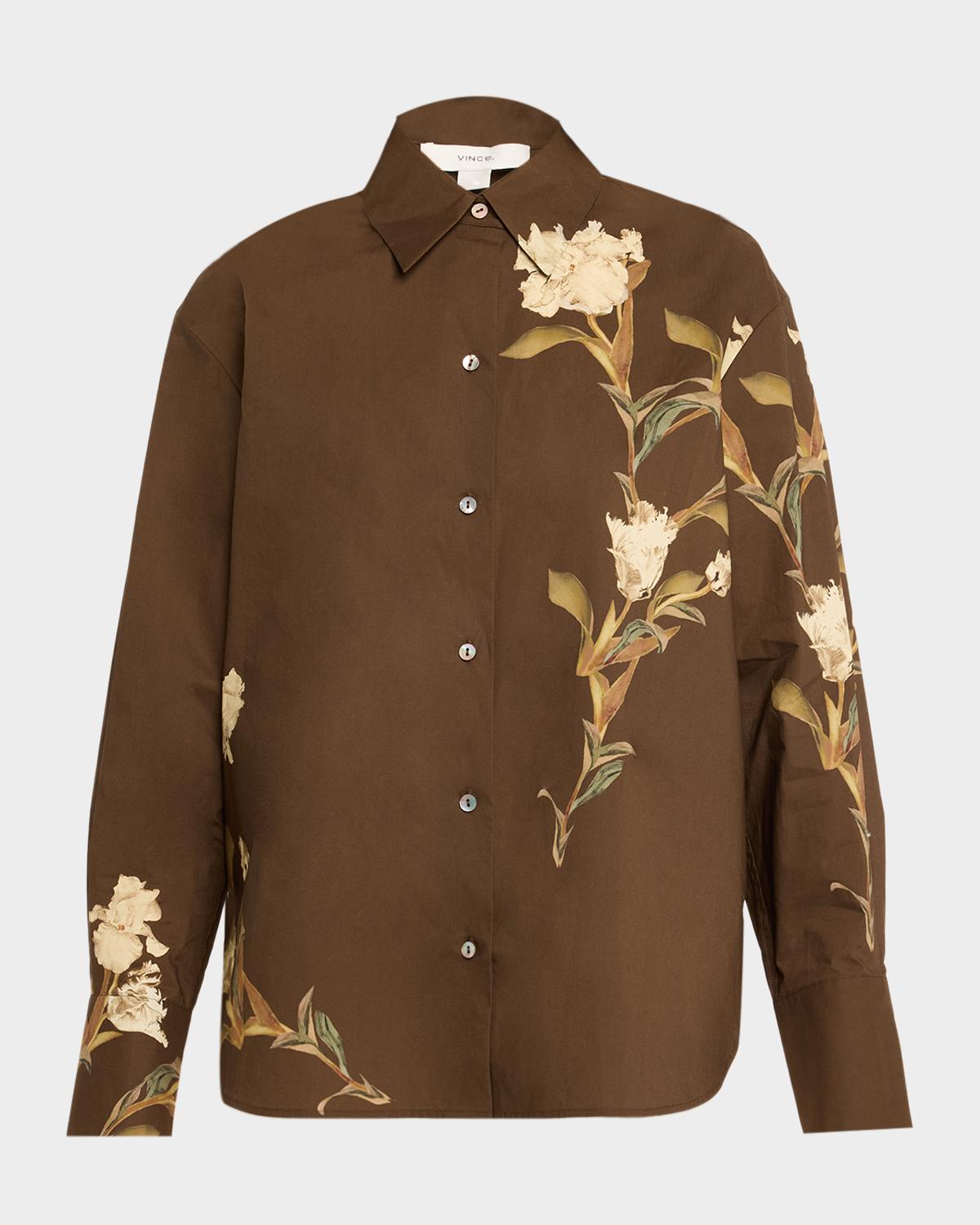 Vince Floral Long-Sleeve Cotton Shirt