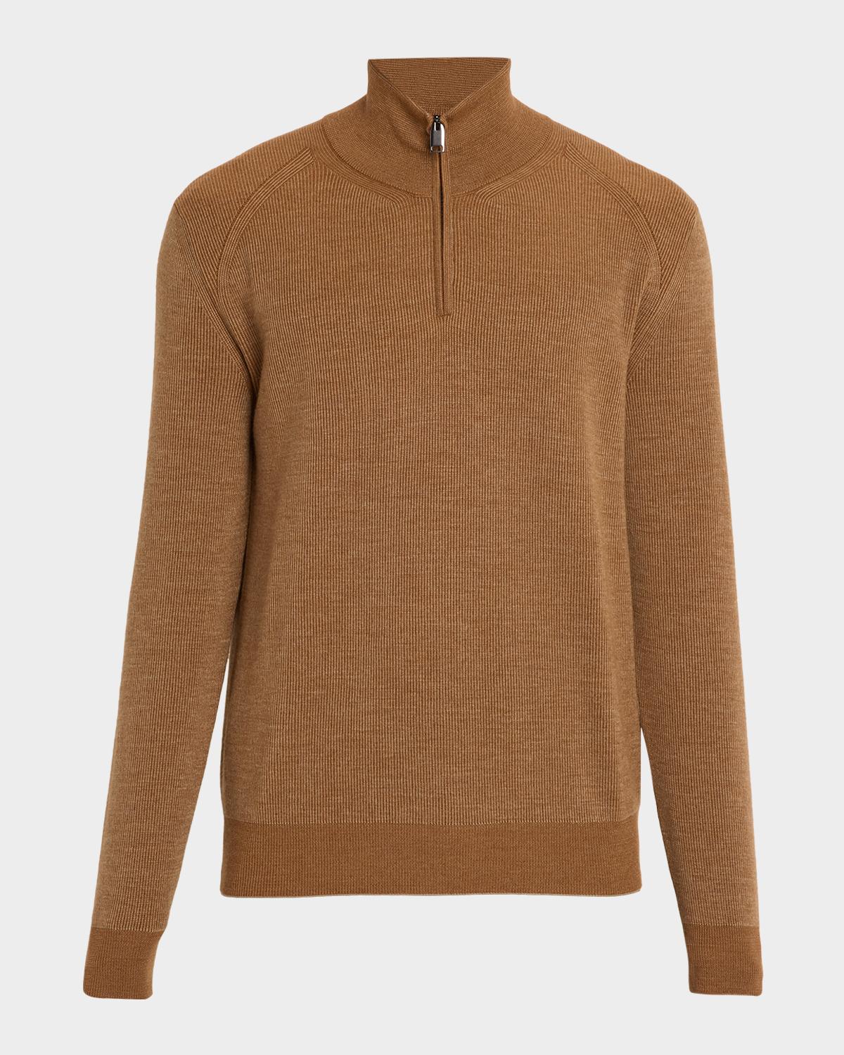 Brioni Men's Cashmere and Wool Quarter-Zip Sweater