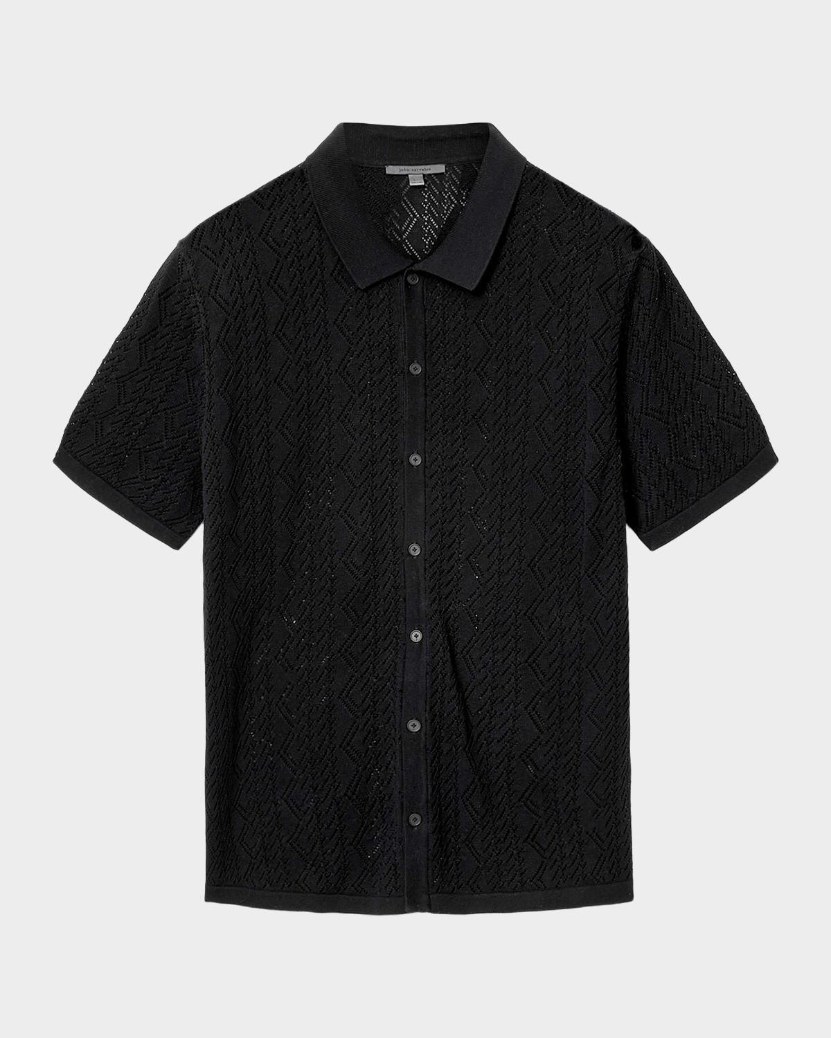 John Varvatos Men's Emil Pointelle Knit Short-Sleeve Sweater