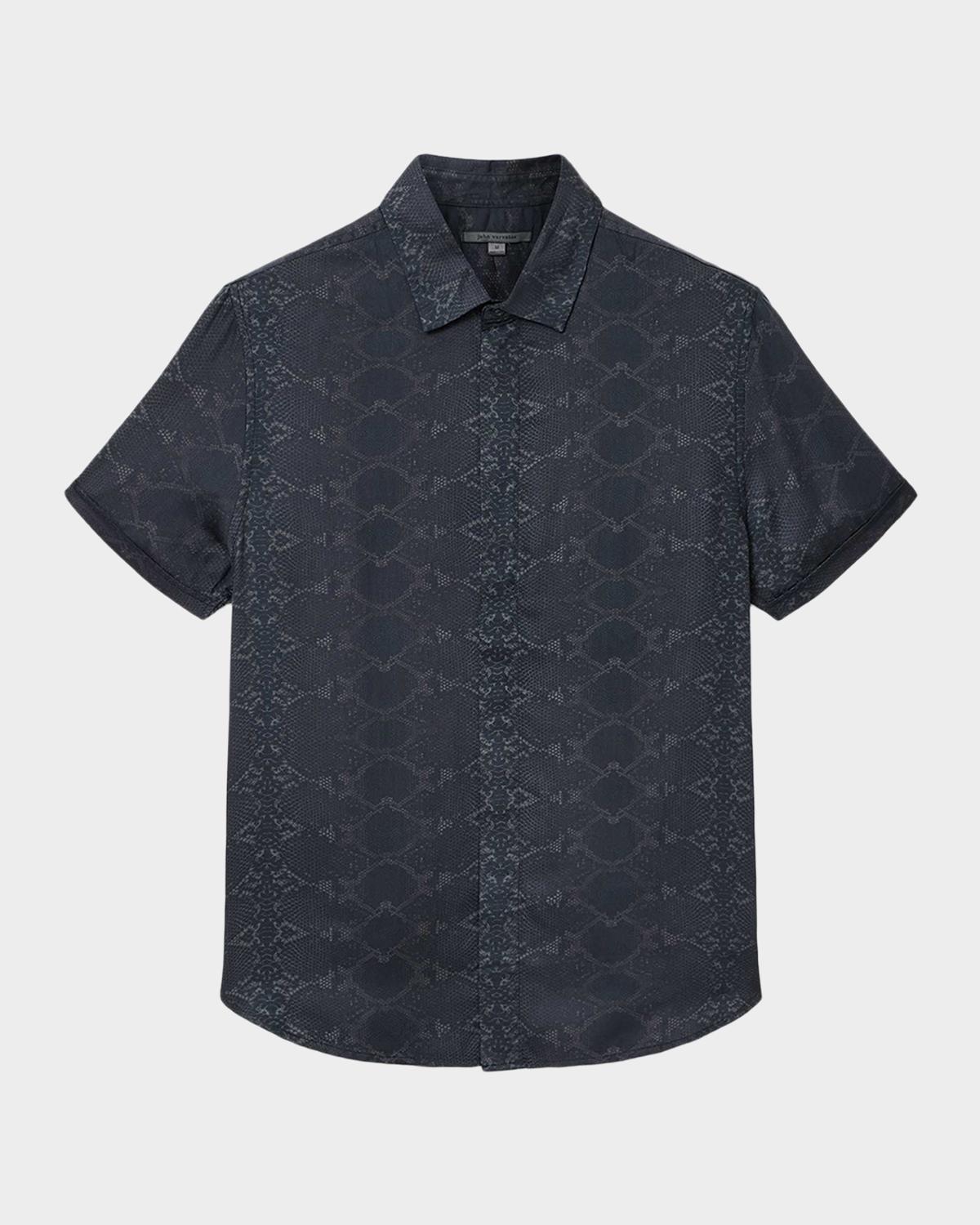 John Varvatos Men's Loren Snake-Print Short-Sleeve Shirt