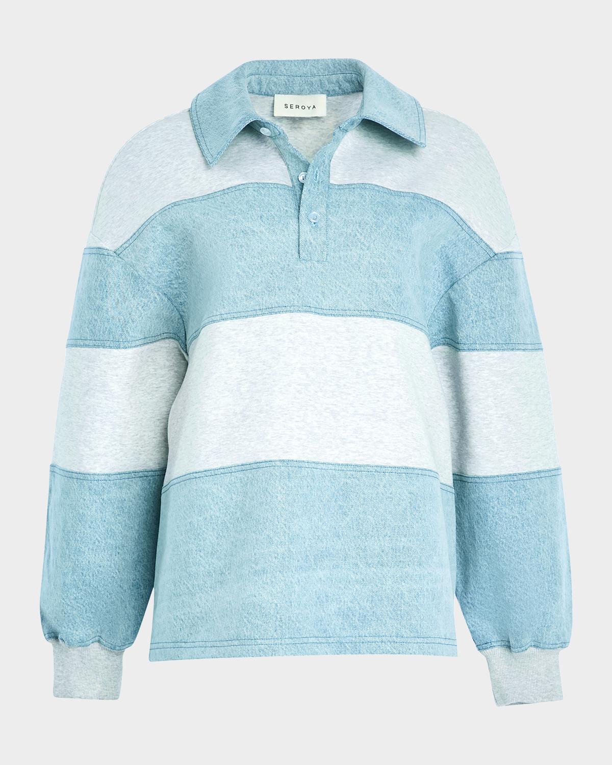 SEROYA Cher Striped Denim Top