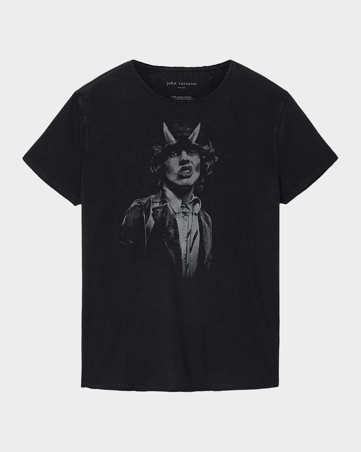 John Varvatos Men's AC/DC Highway to Hell Raw-Edge Crewneck T-Shirt
