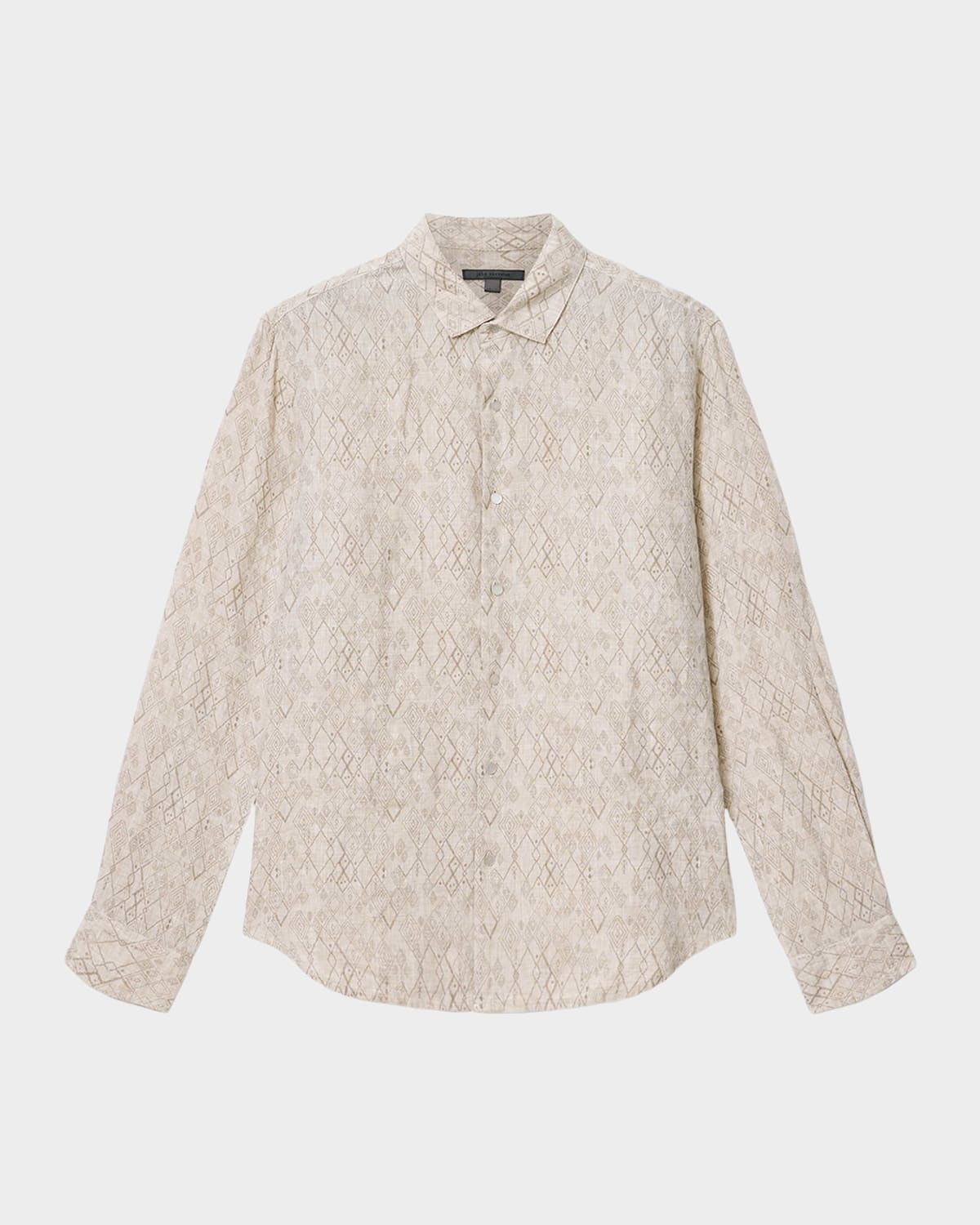 John Varvatos Men & Apos;s Thompson Linen Geometric Button-down Shirt In Lt Khaki