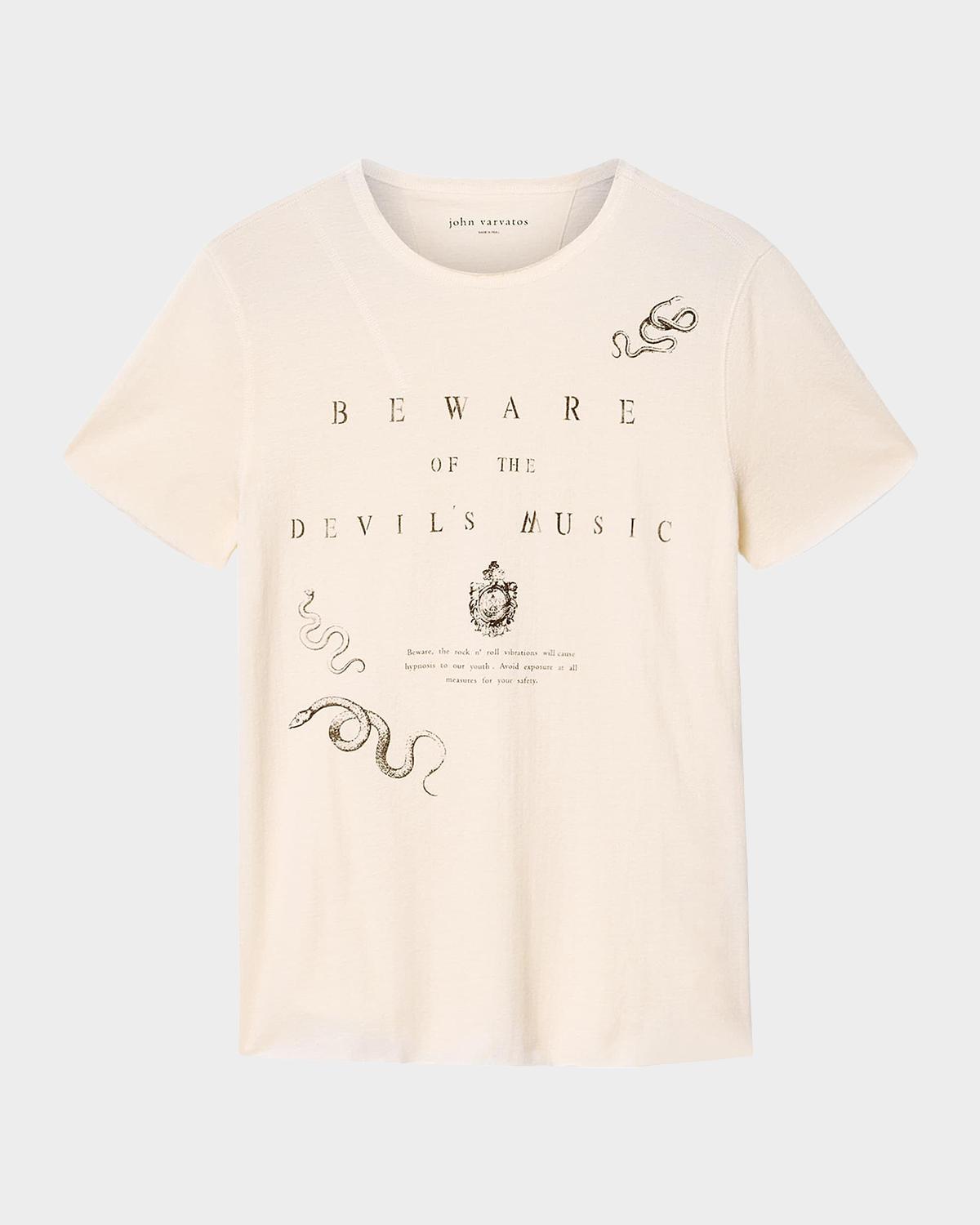 John Varvatos Men's Beware Cotton Raw-Edge Crewneck T-Shirt