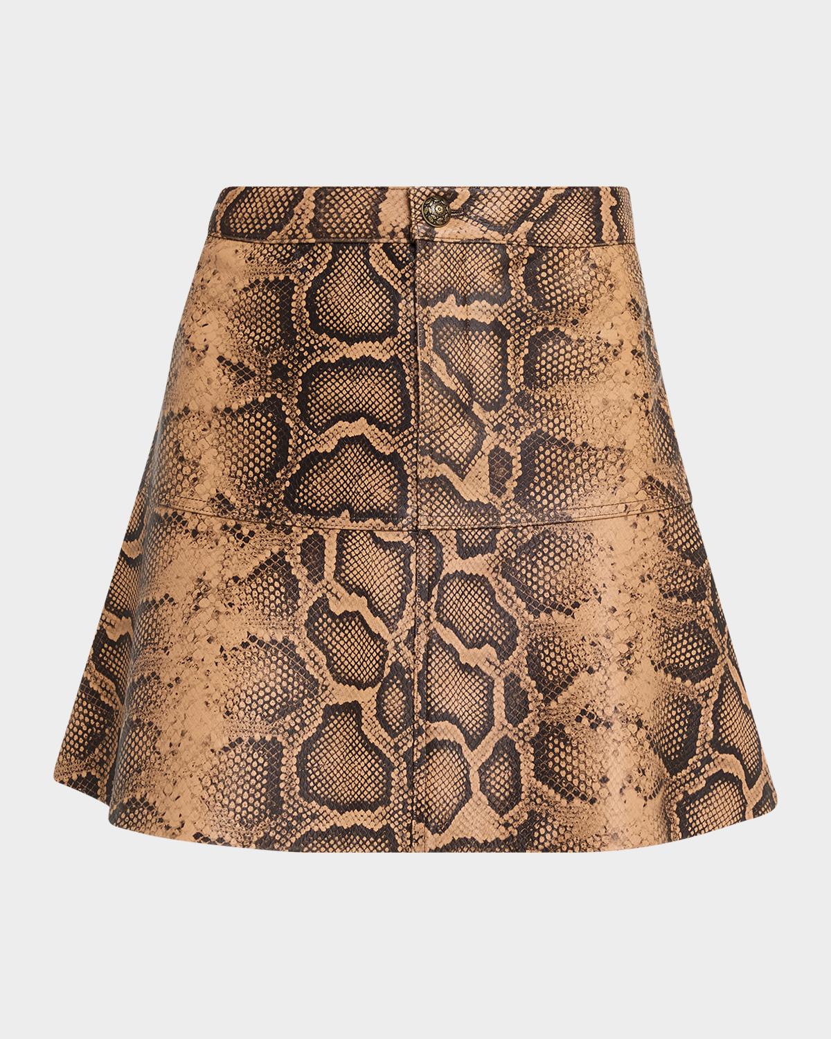 Kobi Halperin Addie Snake Leather A-Line Miniskirt