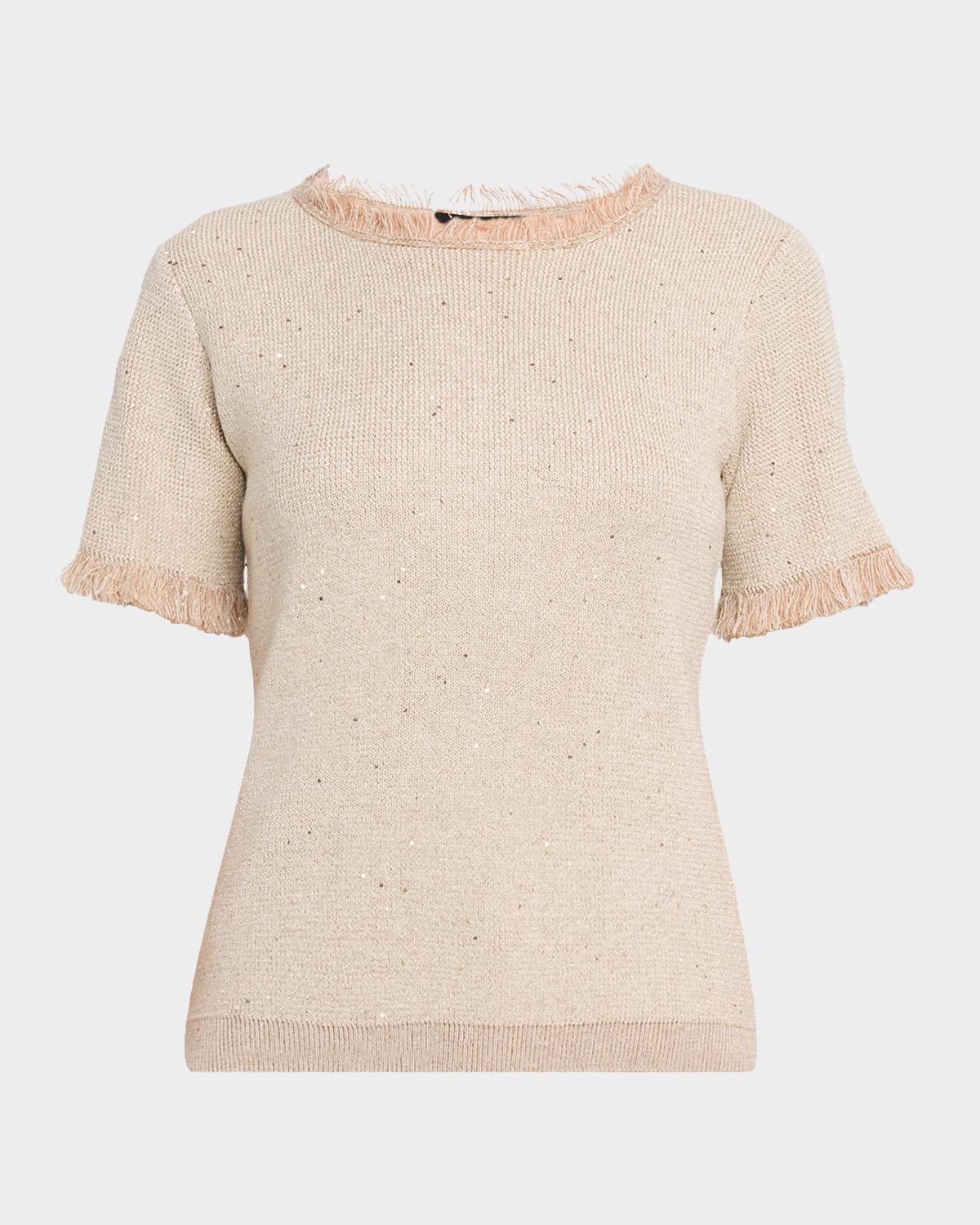 Kobi Halperin Kate Fringe-Trim Sequin Knit Sweater