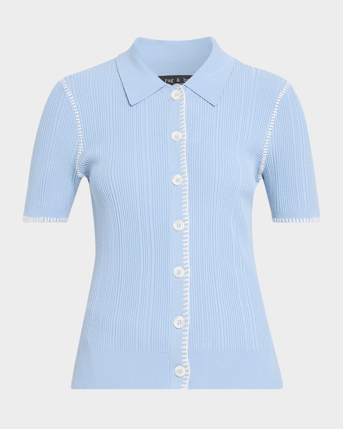 rag & bone Harper Ribbed Short-Sleeve Cardigan