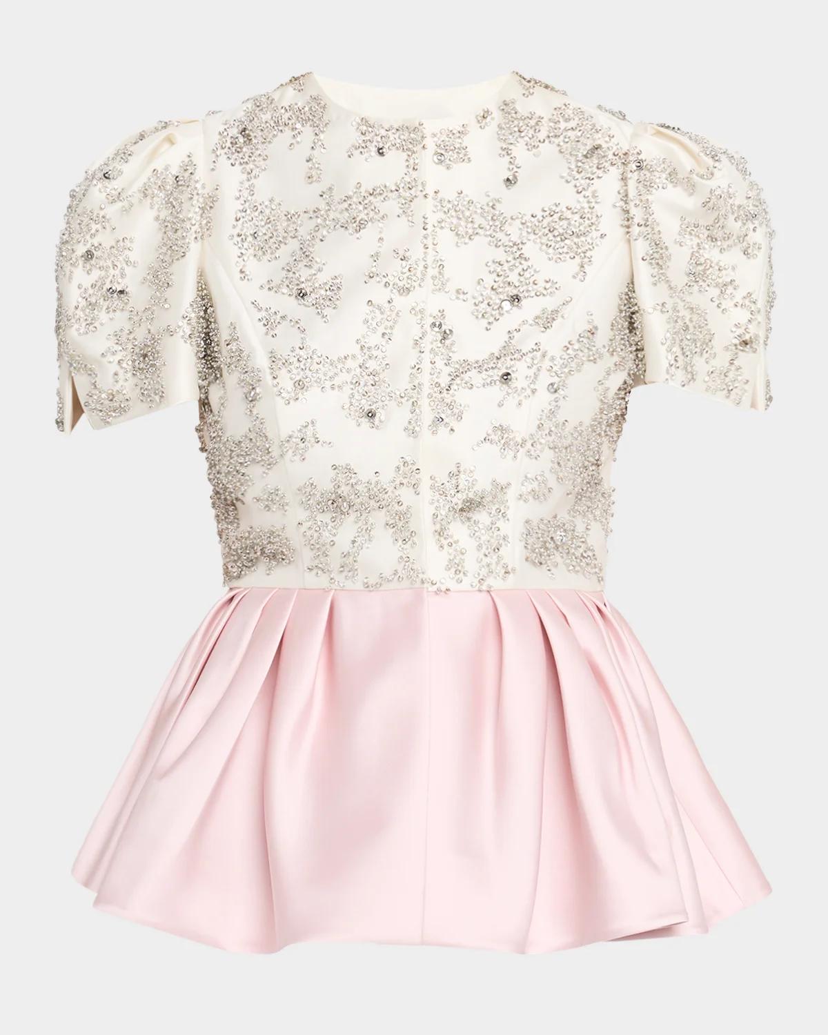 Dice Kayek Embellished Silk Peplum Top