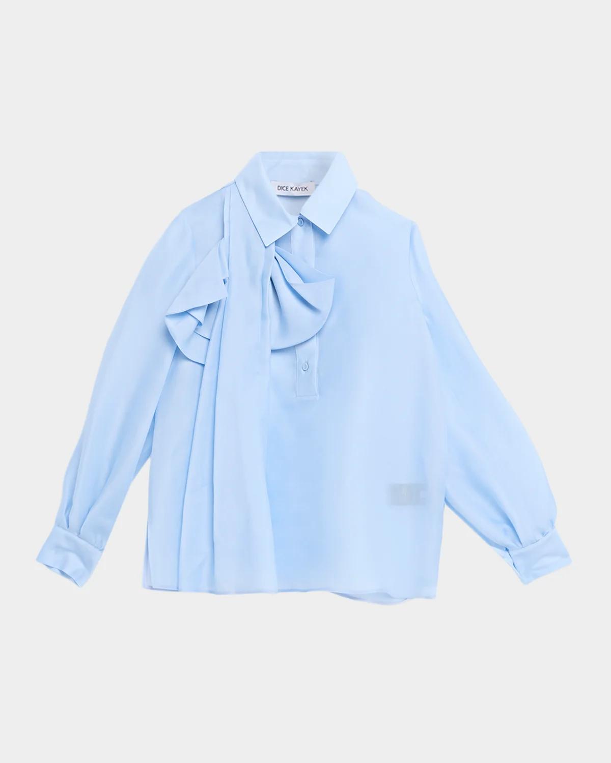Dice Kayek Bow Striped Silk Button-Down Top