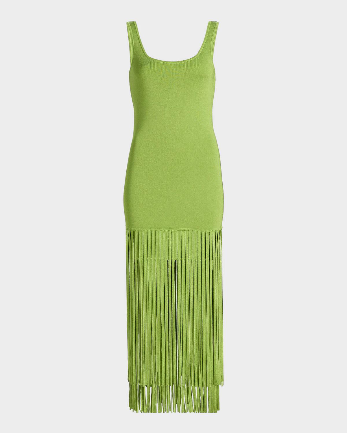 Toccin Roxanne Scoop-Neck Mini Dress with Fringe