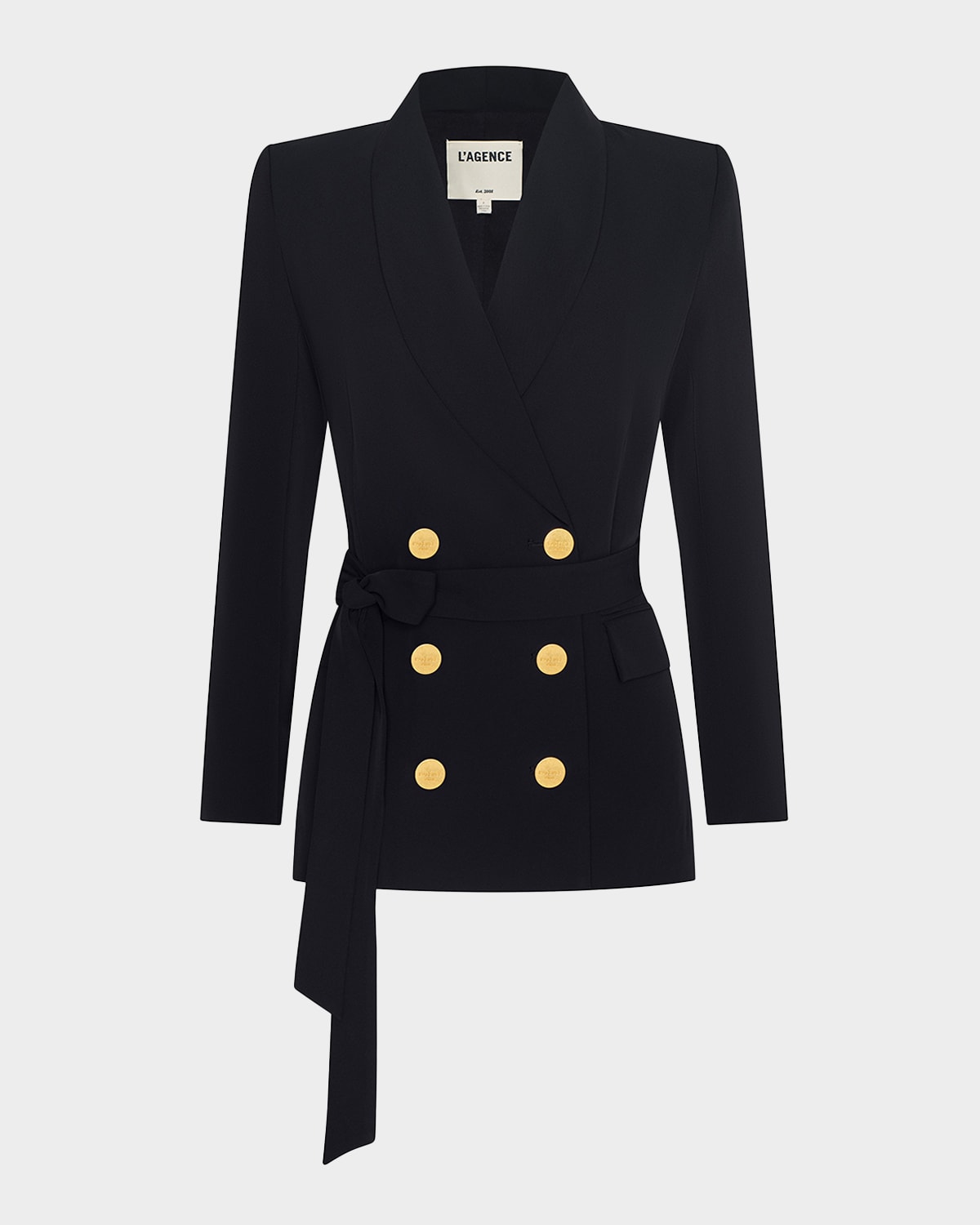 L & Apos;agence Aven Wrap Double-breasted Blazer In Blue