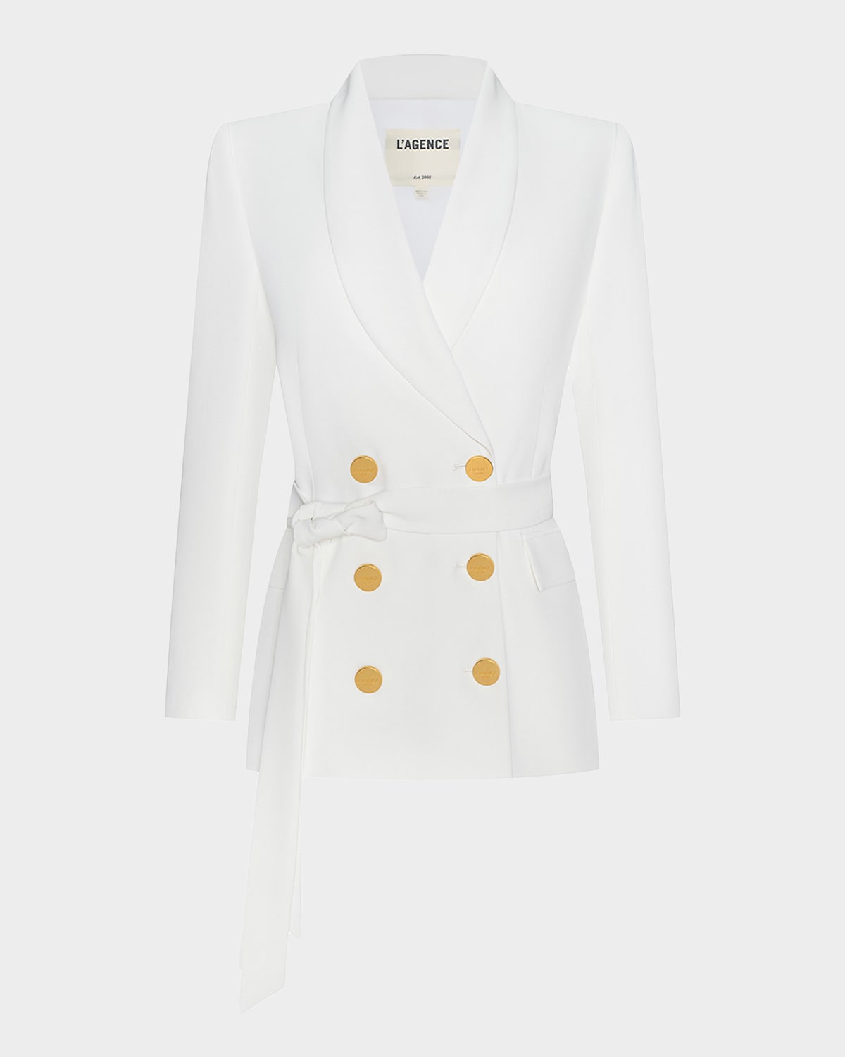 L & Apos;agence Aven Wrap Double-breasted Blazer In White