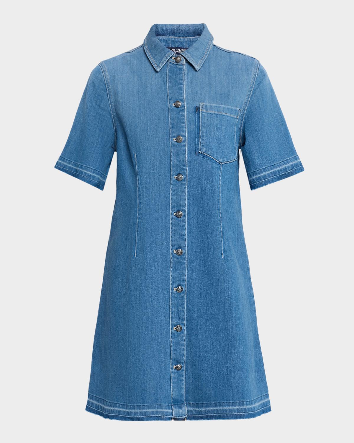 Kobi Halperin Alice Stretch-Denim Raw-Edge Minidress