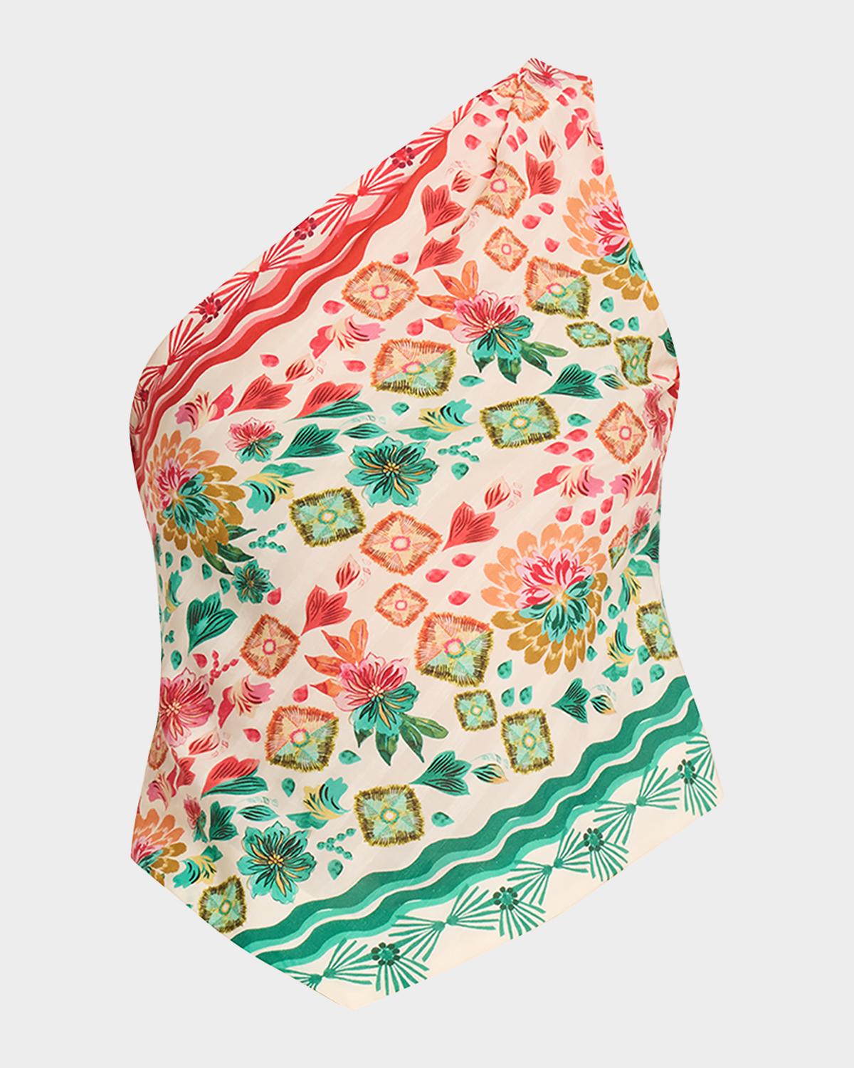 Saloni Madeline Printed One-Shoulder Top