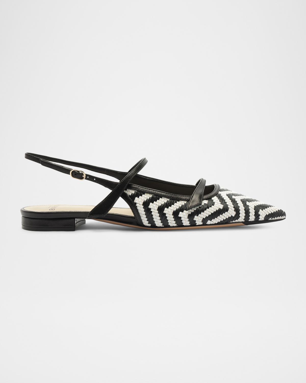 Alexandre Birman Tita Zig-Zag Raffia Slingback Flats